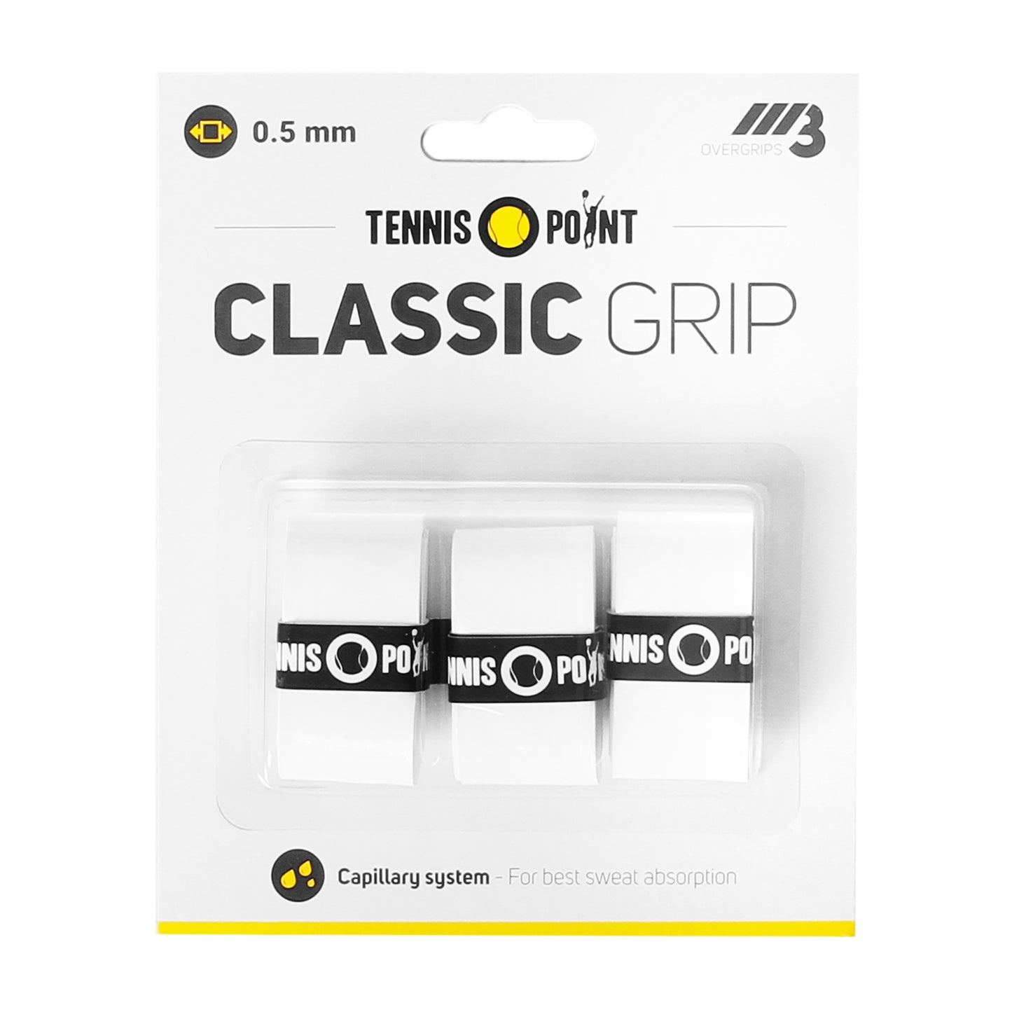 Tennis-Point Classic Grip Pack de 3 - blanc Tennis-Point Classic Grip Pack de 3 - blanc