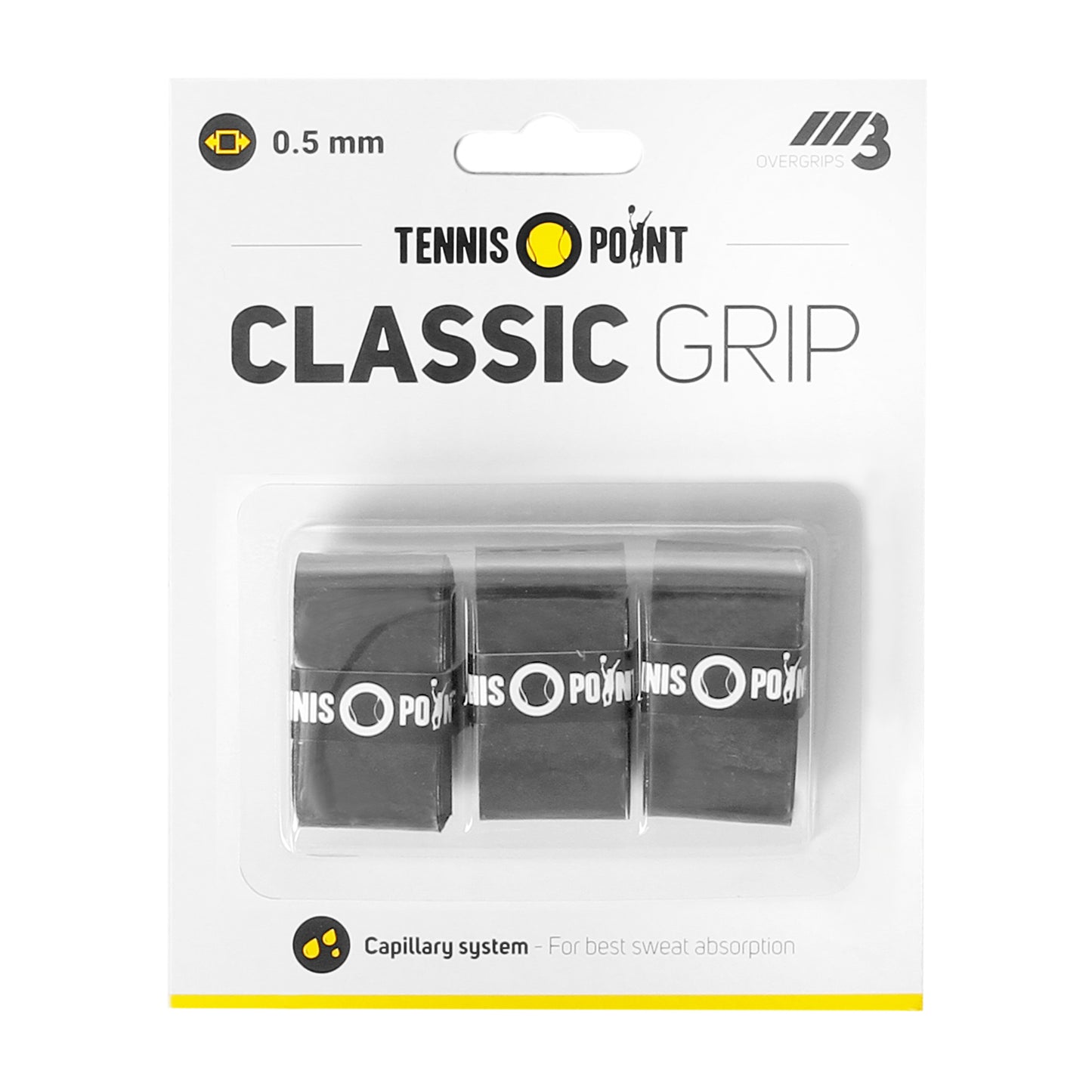 Tennis-Point Classic Grip Pack de 3 - noir Tennis-Point Classic Grip Pack de 3 - noir