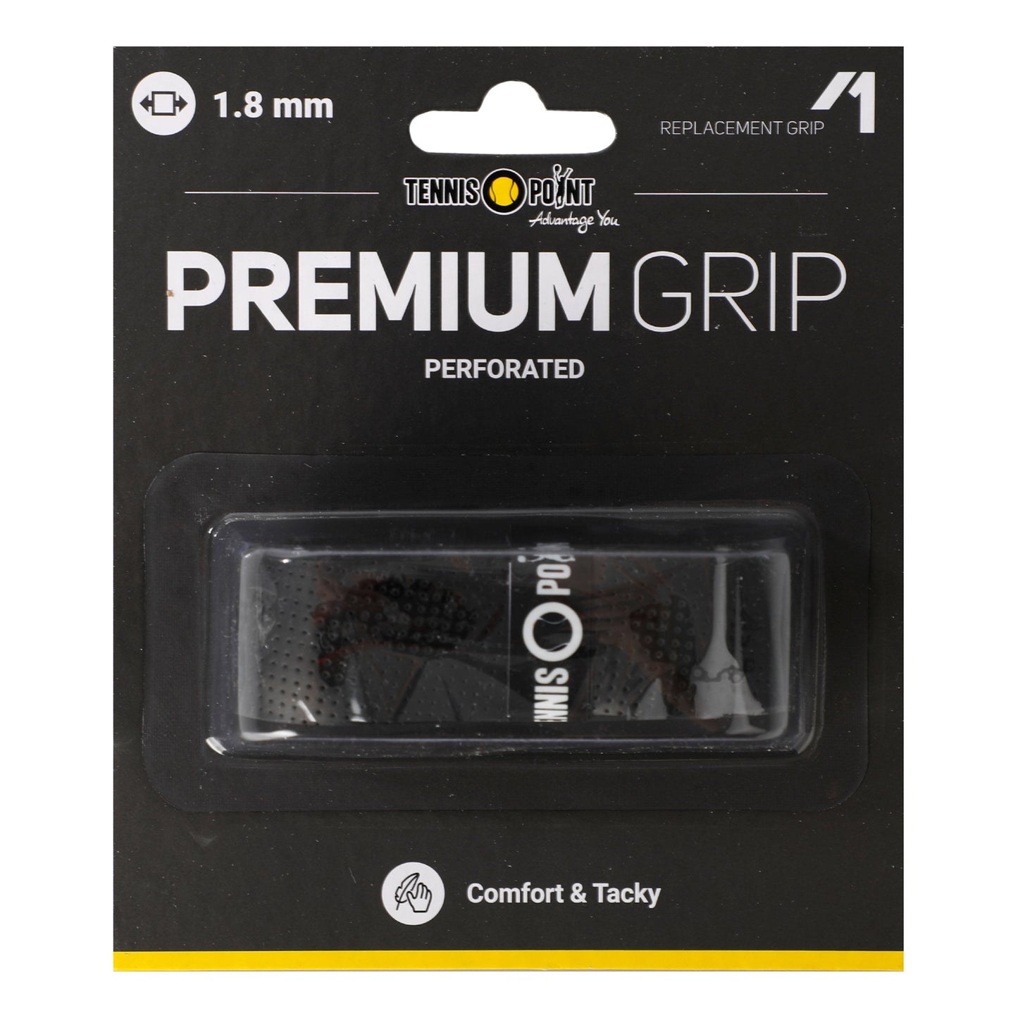 Tennis-Point Premium Grip Perforated Pack 1 Unité-Noir Tennis-Point Premium Grip Perforated Pack 1 Unité-Noir