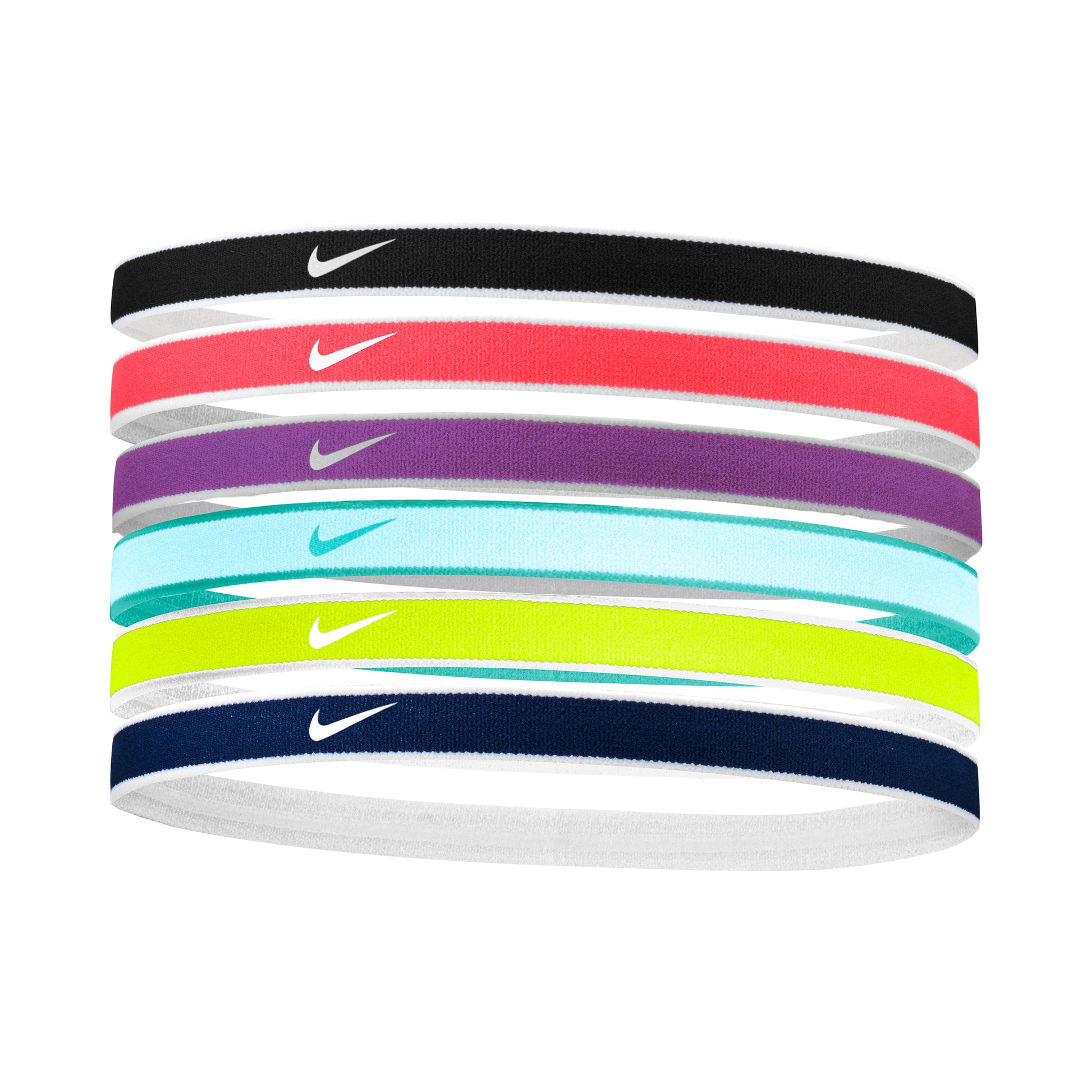 Nike Swoosh Sport Tipped Bandeau Pack de 6 Unisex - noir, multicouleur