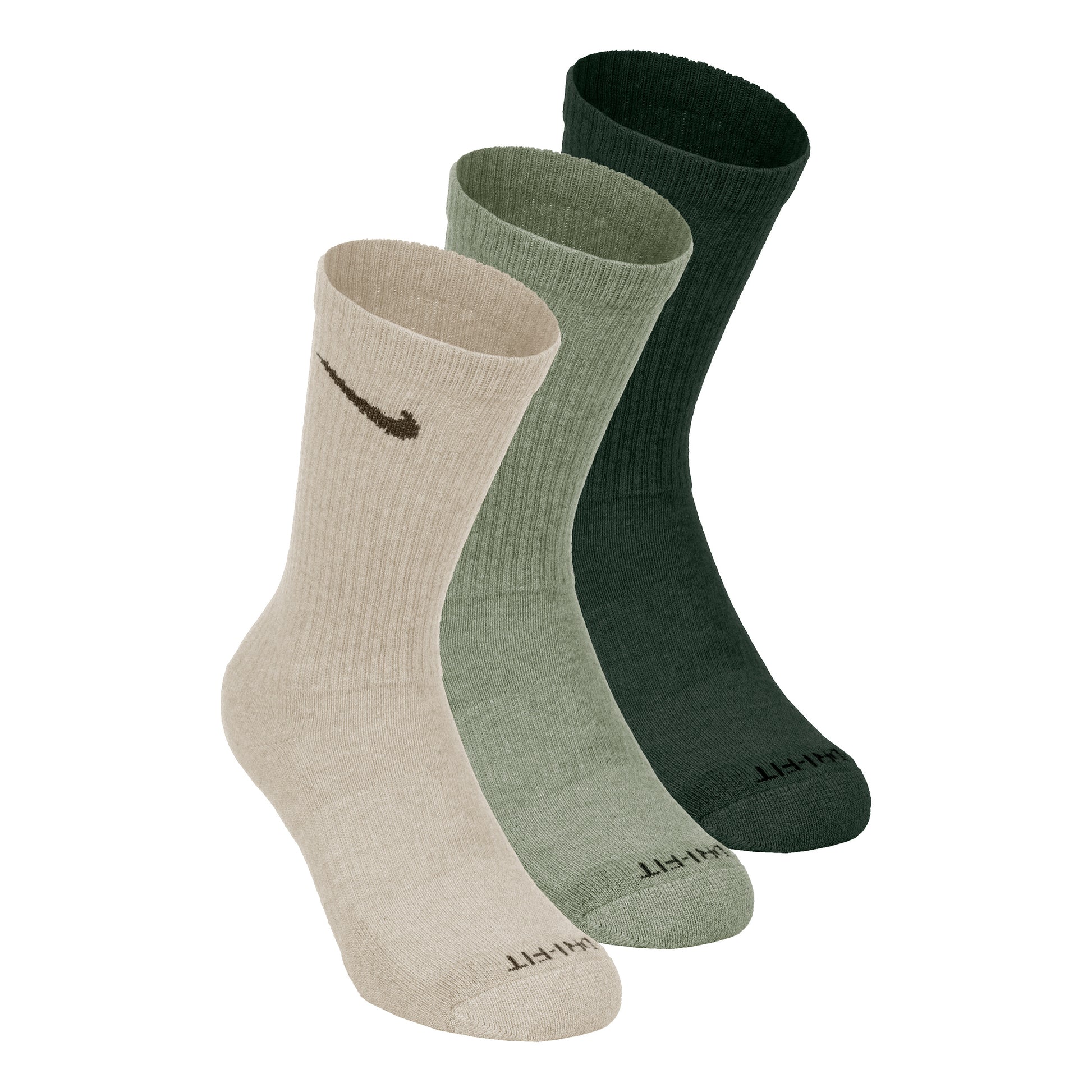 Nike Everyday Plus Cushioned Chaussettes de tennis Pack de 3 Unisex - vert foncé, beige