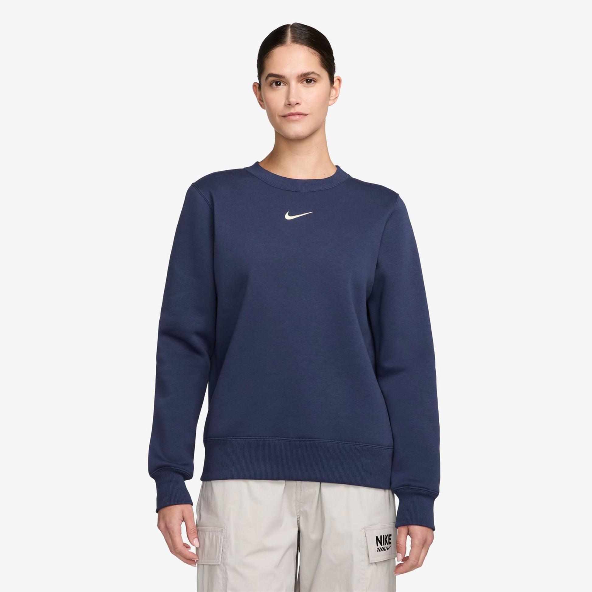 Nike Phoenix Fleece Crew Sweat-shirt Femmes-Bleu Foncé,Crème
