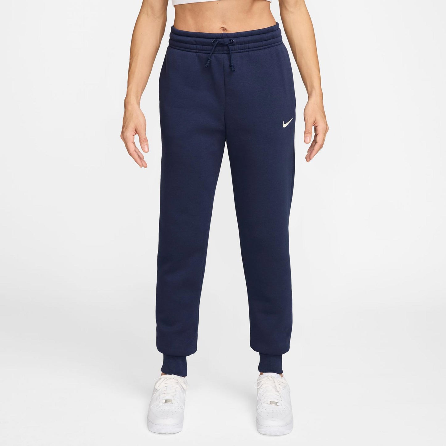 Nike Phoenix Fleece Mid Rise Pantalon Survêtement Femmes-Bleu Foncé