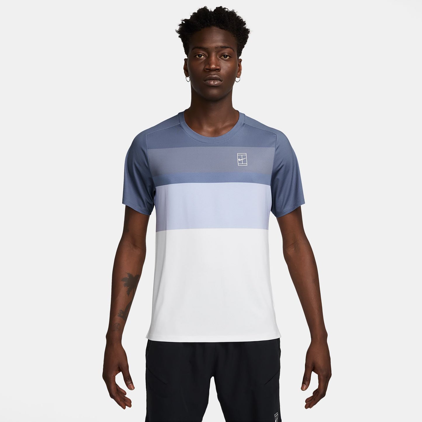 Nike Court Dri-Fit Advantage Print T-shirt Hommes-Bleu Gris