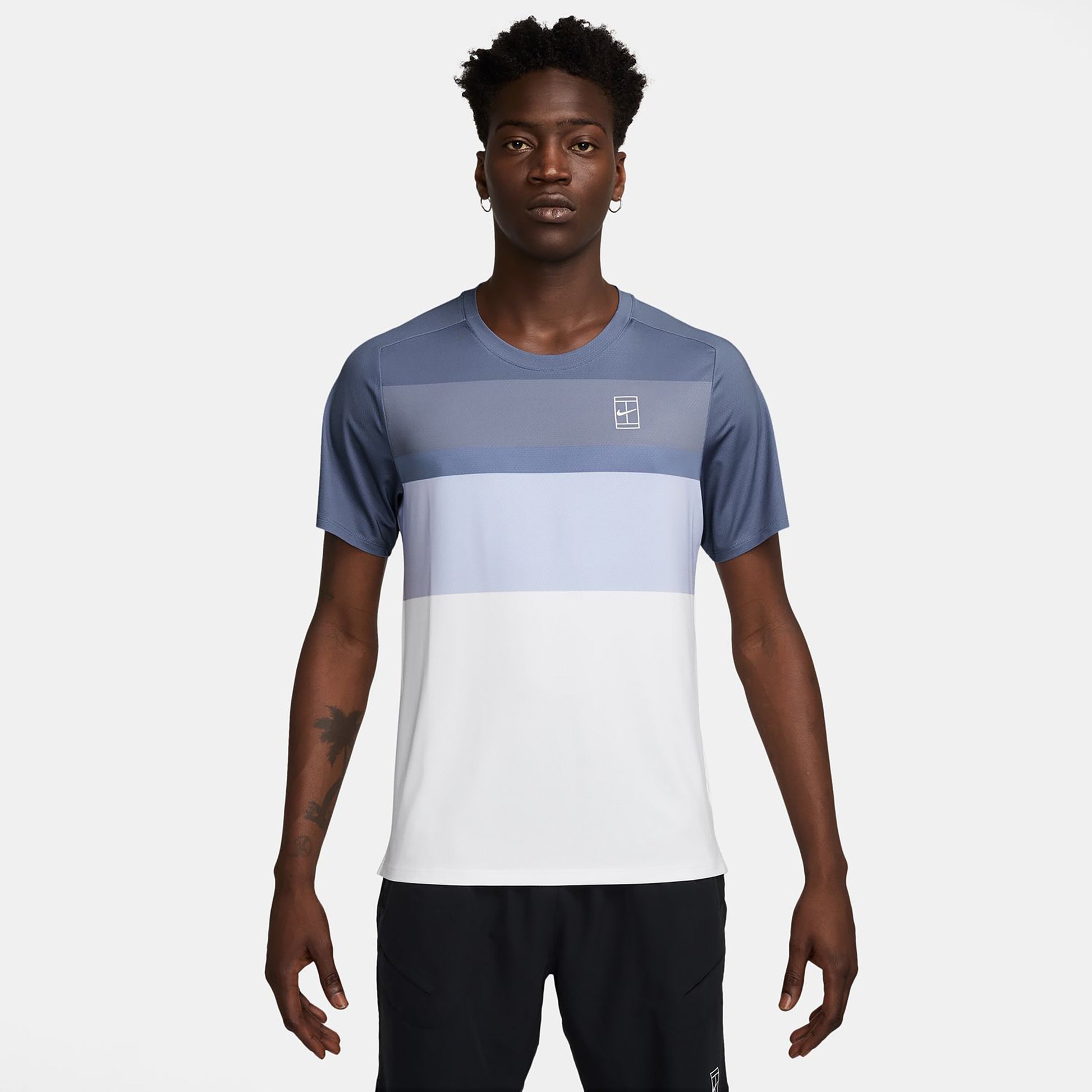 Nike Court Dri-Fit Advantage Print T-shirt Hommes-Bleu Gris