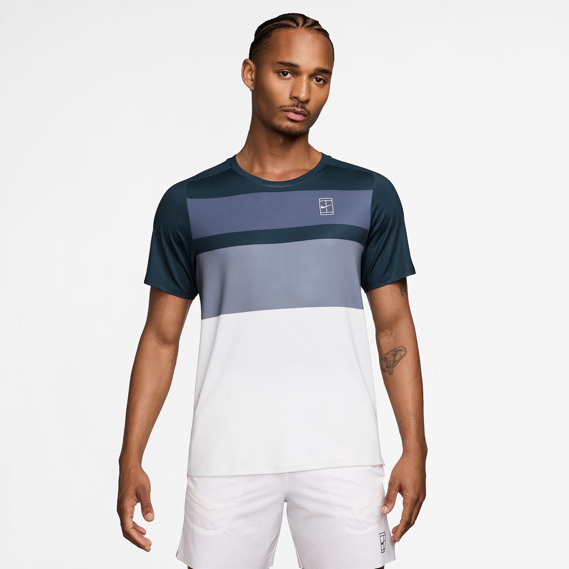 Nike Court Dri-FIT Advantage Print T-shirt Hommes - bleu, blanc