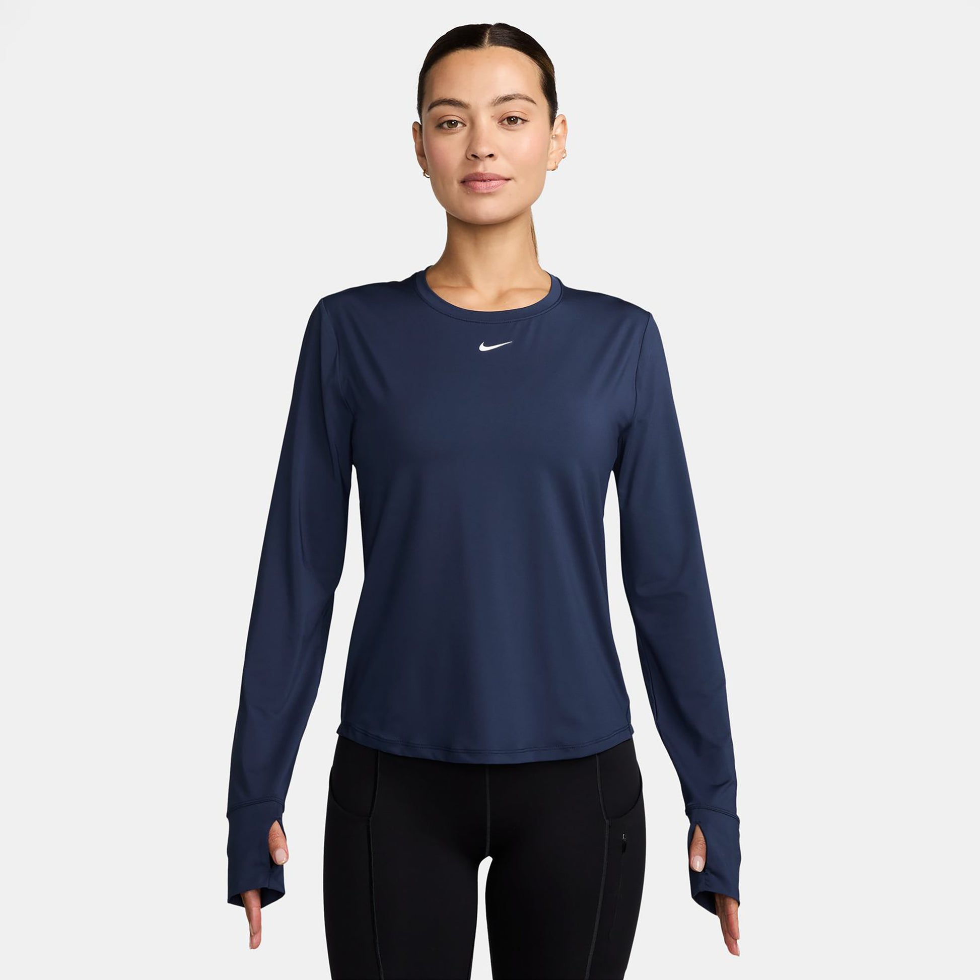 Nike One Classic Dri-FIT Haut manches longues Femmes - bleu foncé, blanc