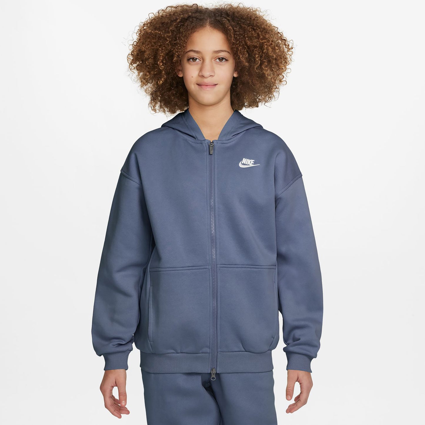 Nike Club Fleece Oversized Crew Sweat-shirt Filles - bleu gris, blanc