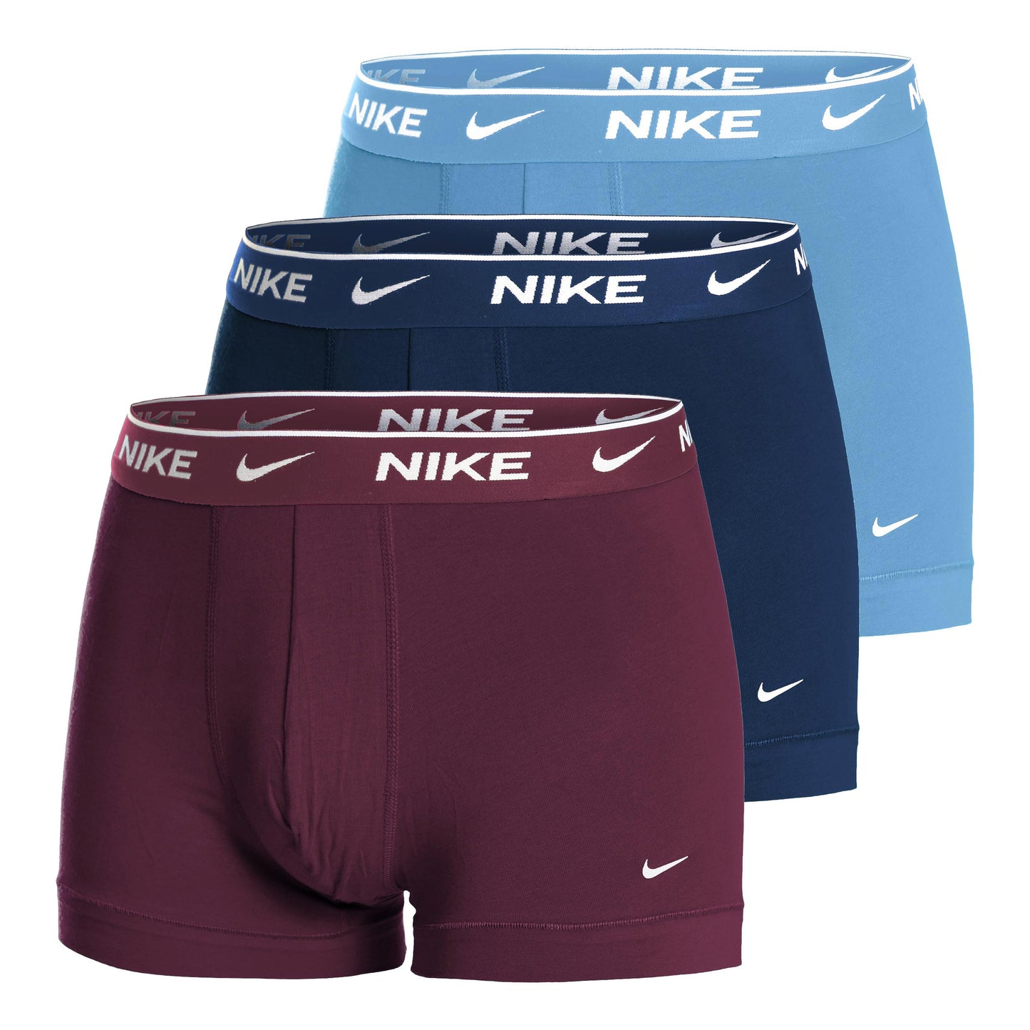 Nike Everyday Stretch Trunk Caleçon Pack de 3 Hommes - bleu clair, rouge foncé