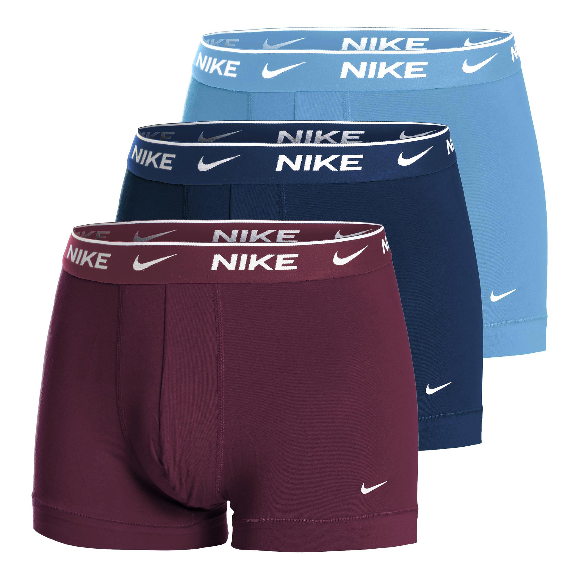 Nike Everyday Stretch Trunk Caleçon Pack de 3 Hommes - bleu clair, rouge foncé