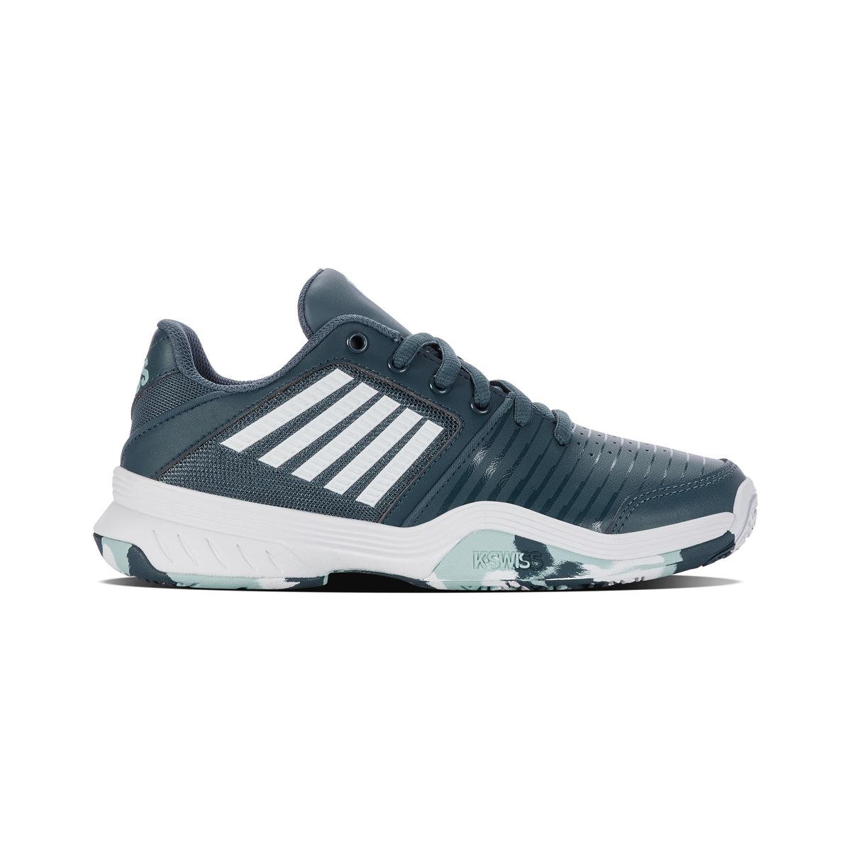 K-Swiss Court Express Omni Chaussures Toutes Surfaces Enfants-Bleu Petrol, Blanc