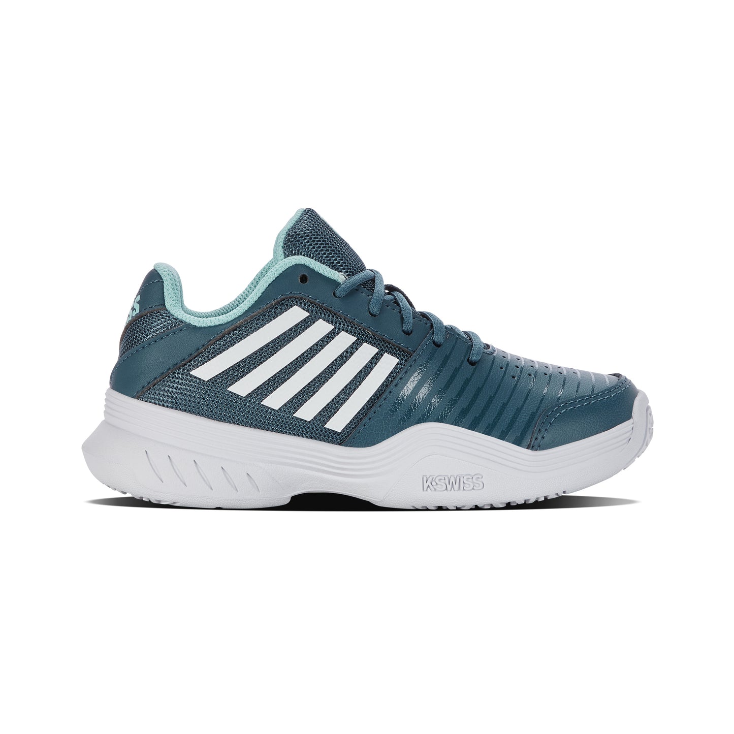 K-Swiss Court Express Omni Chaussures Toutes Surfaces Enfants-Bleu Petrol, Blanc