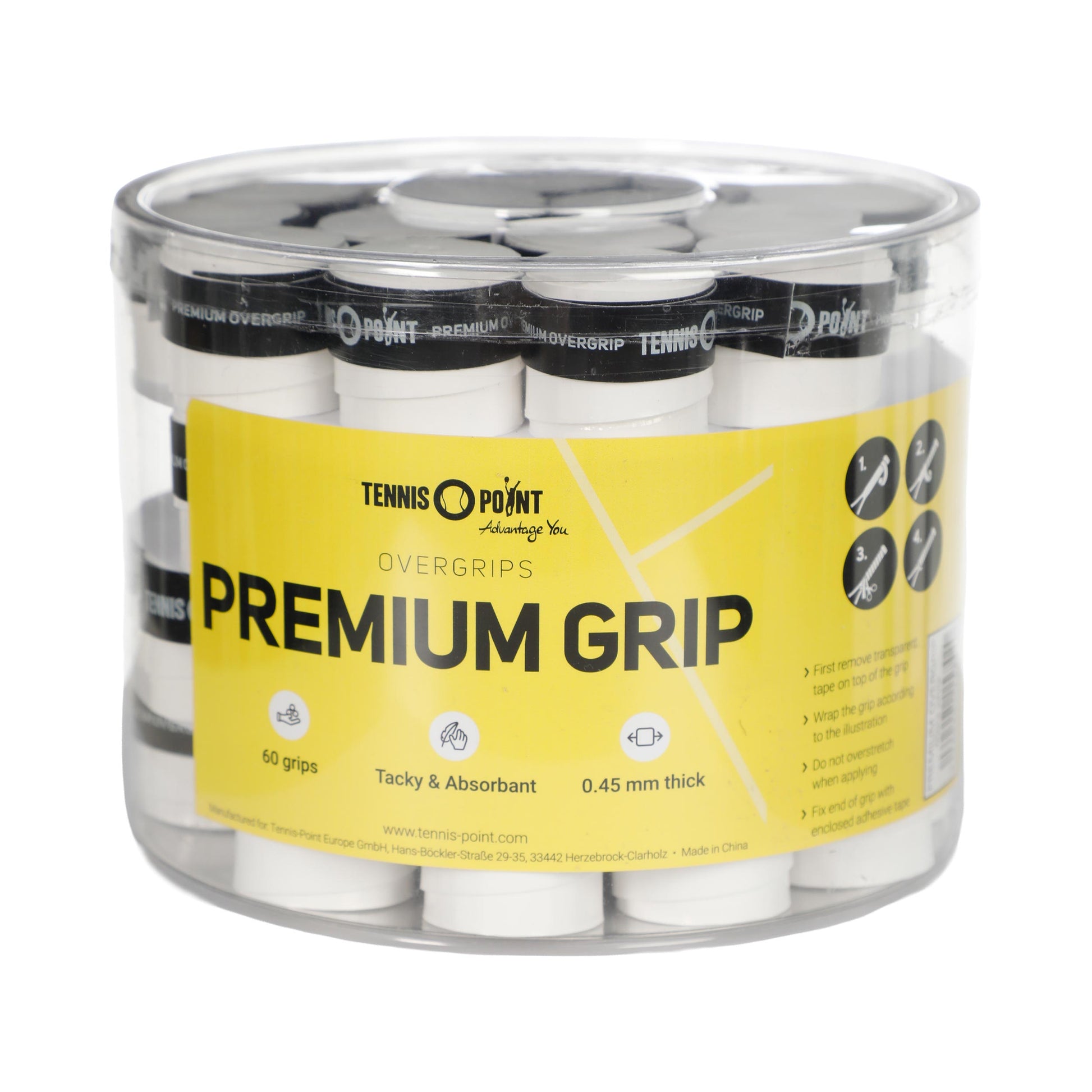 Tennis-Point Premium Grip Pack De 60-Blanc