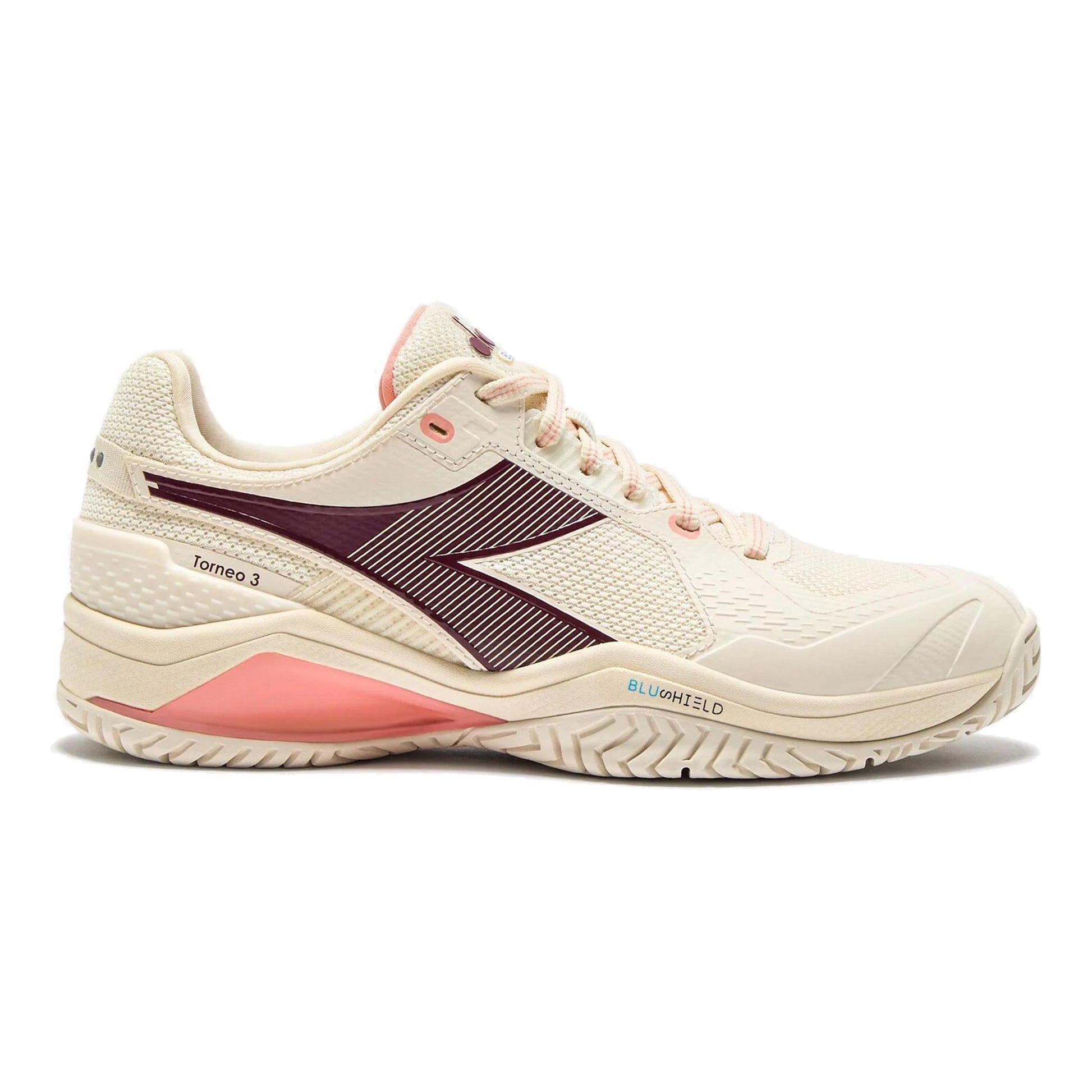 Diadora Blushield Torneo 3 Chaussures Toutes Surfaces Femmes-Blanc,Rouge Foncé