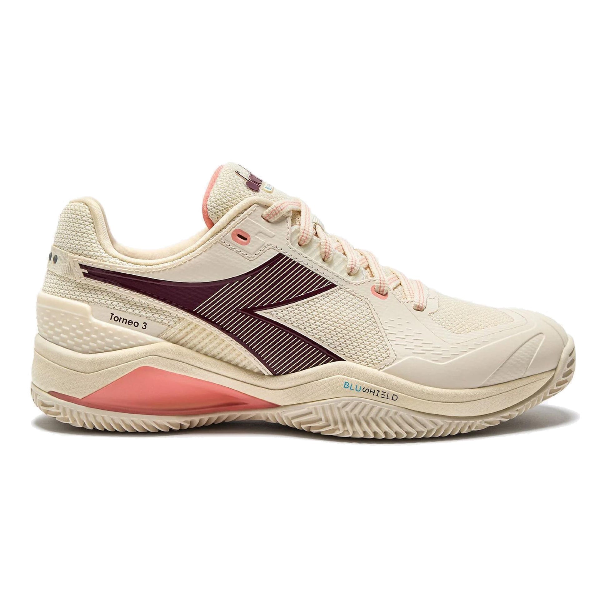 Diadora Blushield Torneo 3 Chaussure terre battue Femmes-blanc,rouge foncé