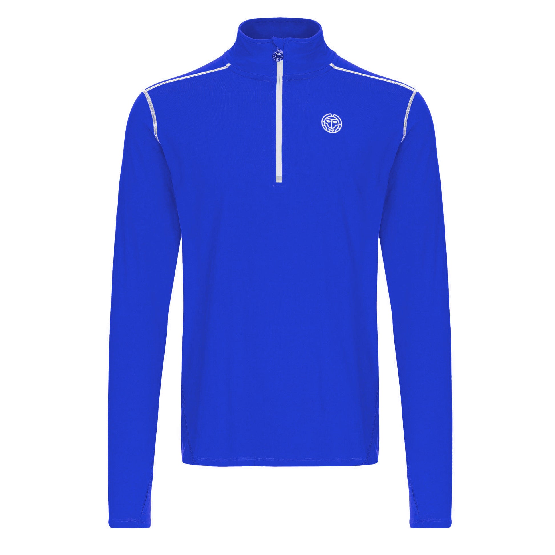 BIDI BADU Zac Tech Half Zip Haut Manches Longues Hommes-Bleu,Blanc