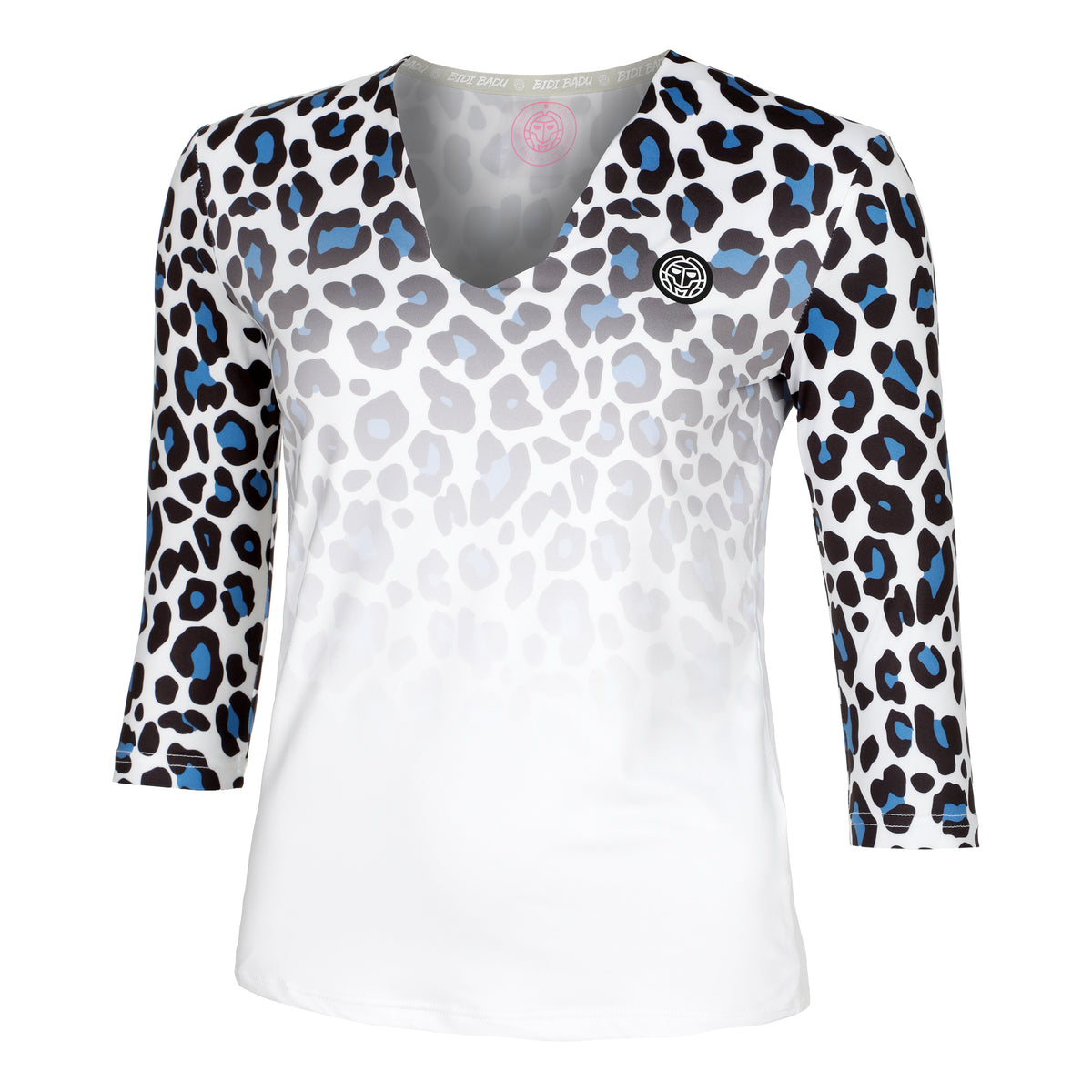 BIDI BADU Leoparty Styles V-Neck Haut manches longues Femmes - blanc, noir