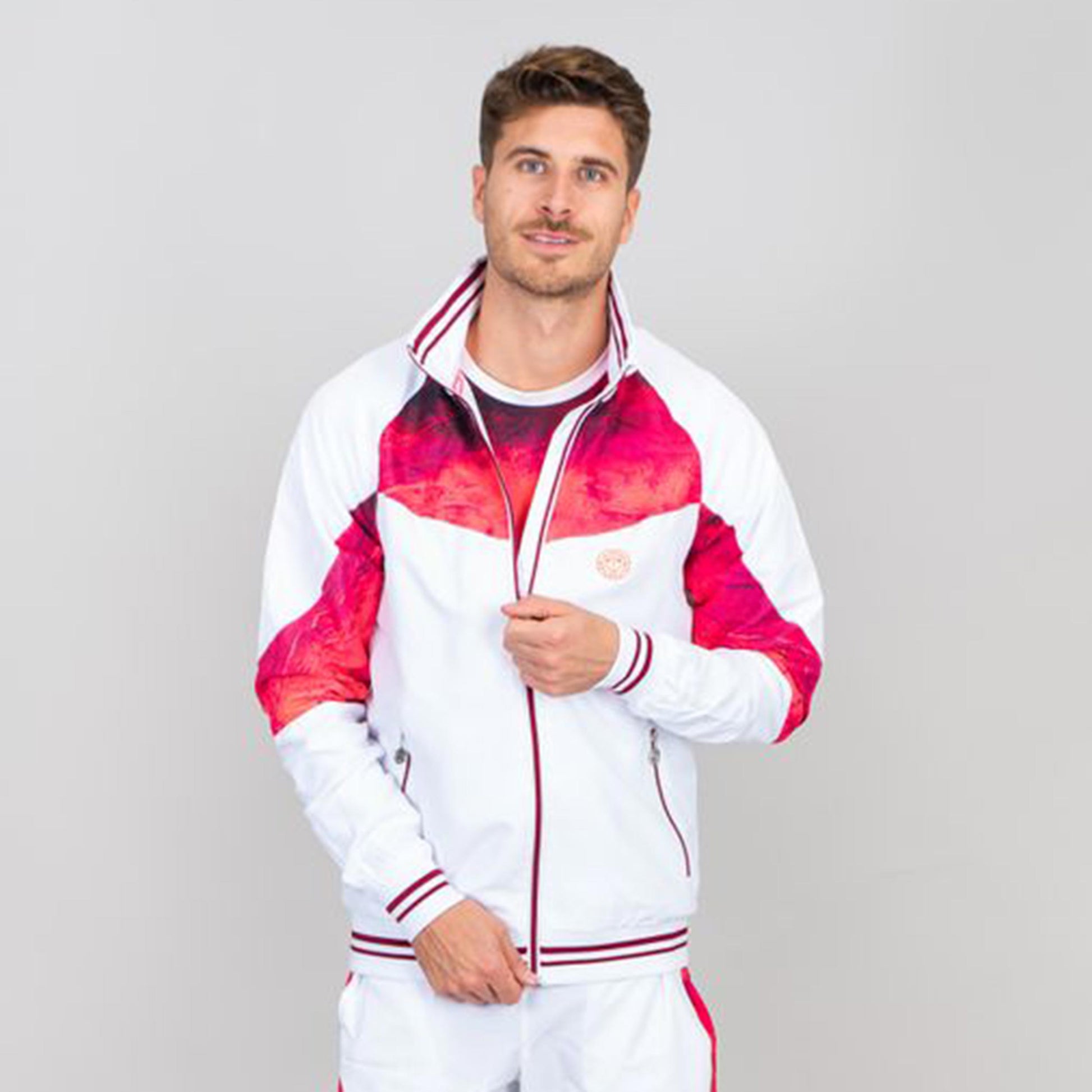 BIDI BADU Jabu Tech Veste De Survêtement Hommes-Rouge,Blanc