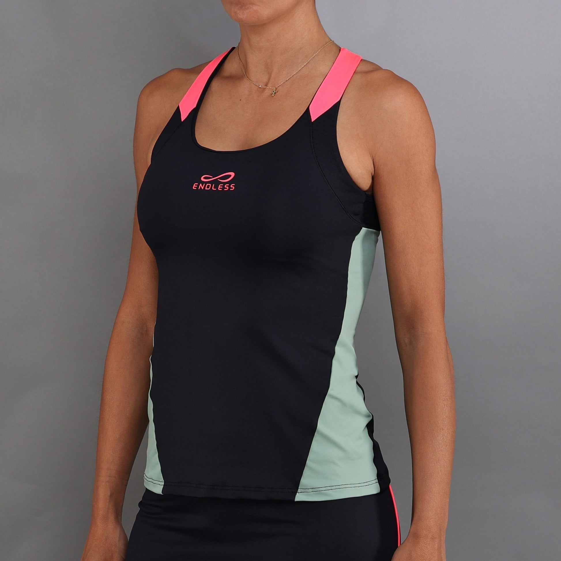 Endless Grace Débardeur Tank Top Femmes-Noir,Vert