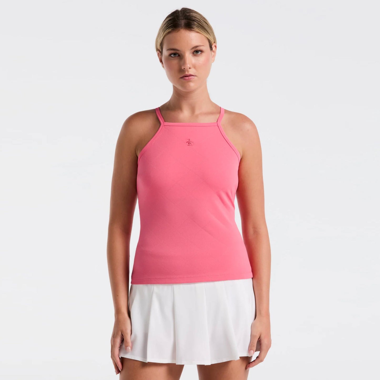 Original Penguin Grid Jacquard Débardeur Tank Top Femmes-Pink