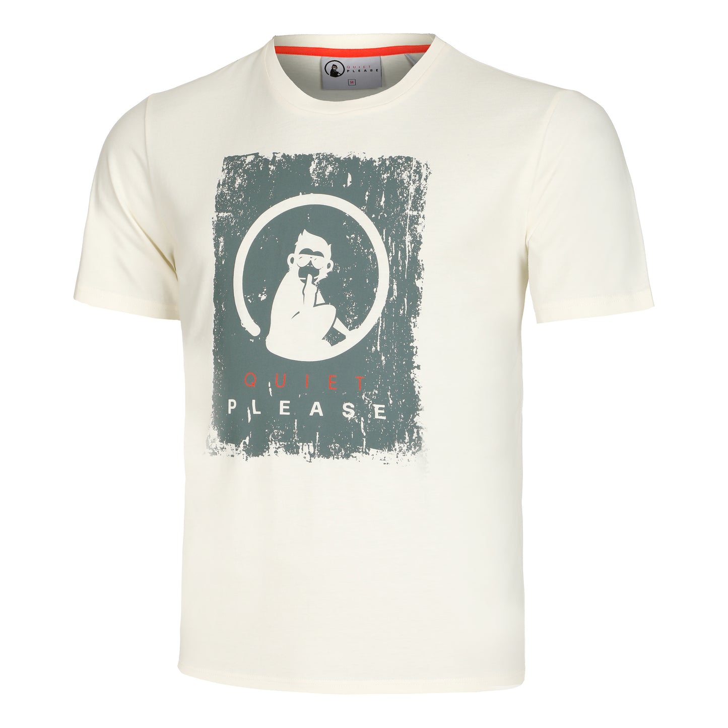 Quiet Please Scraped T-shirt Hommes - blanc, sauge