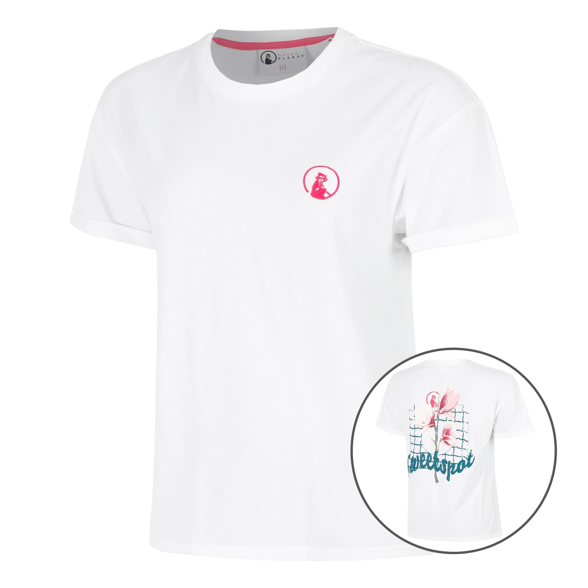 Quiet Please Create Flower T-shirt Femmes-Blanc,Multicouleur