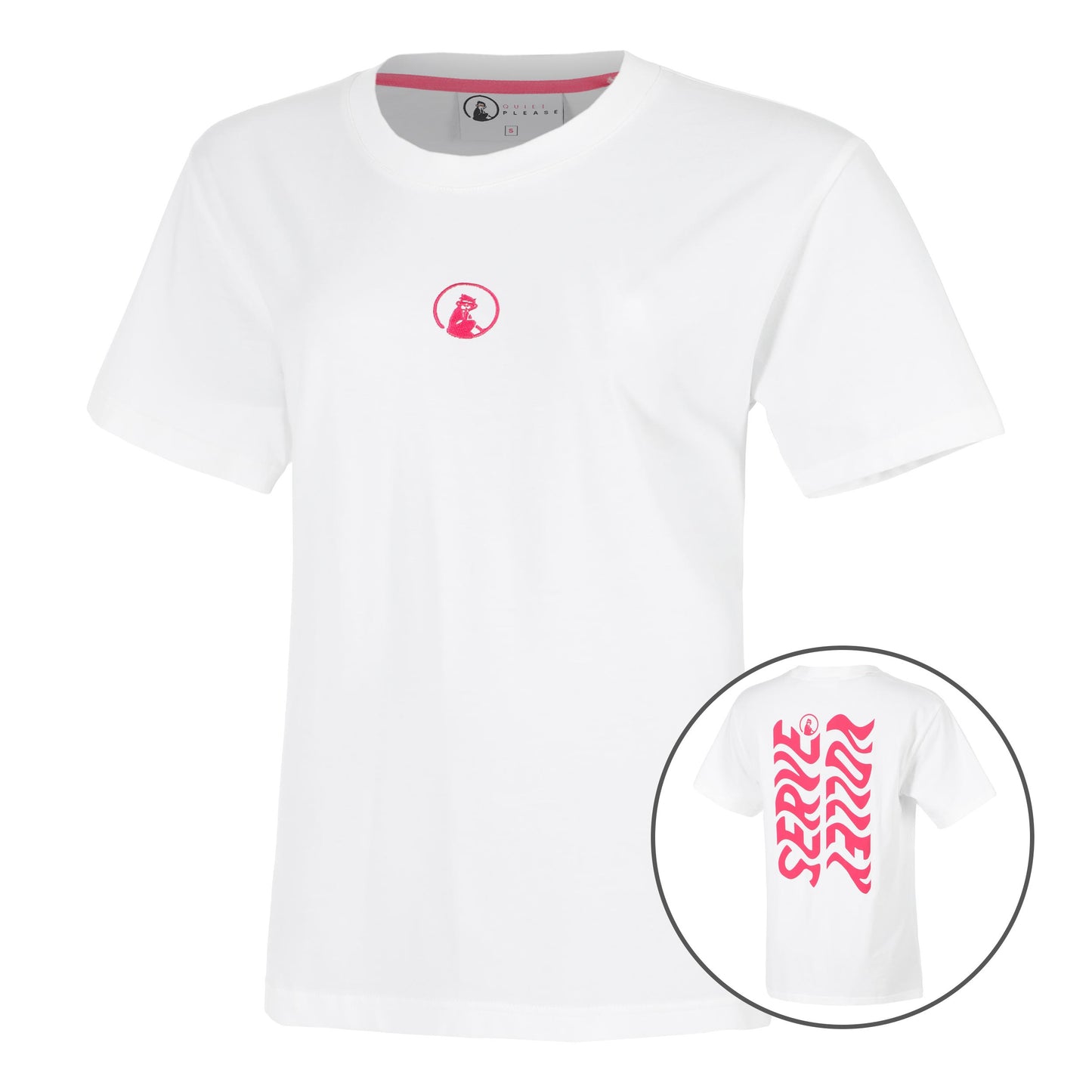 Quiet Please Create Wavy Boyfriend T-shirt Femmes-Blanc,Pink