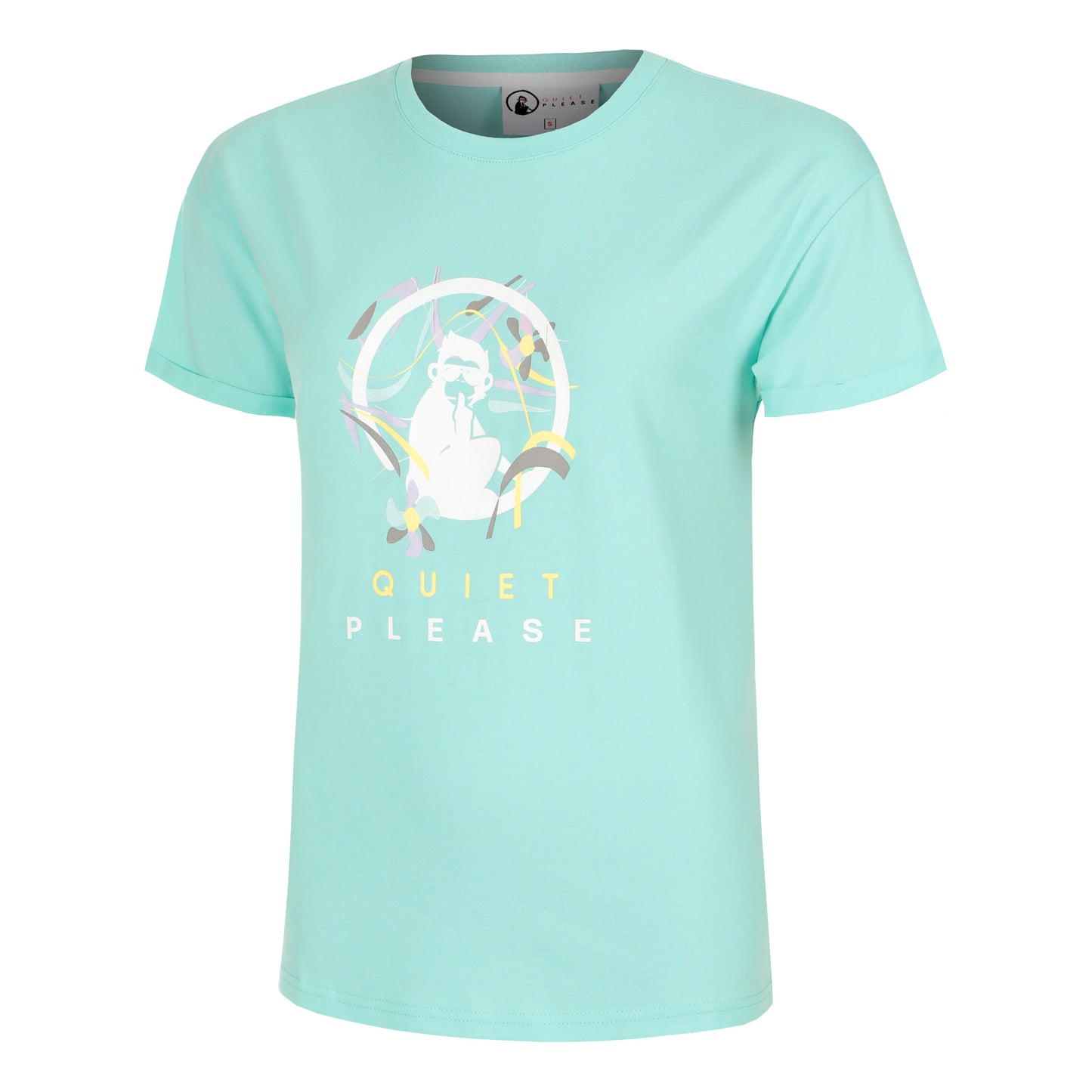 Quiet Please Wild Sketchy T-shirt Femmes-Turquoise,Multicouleur