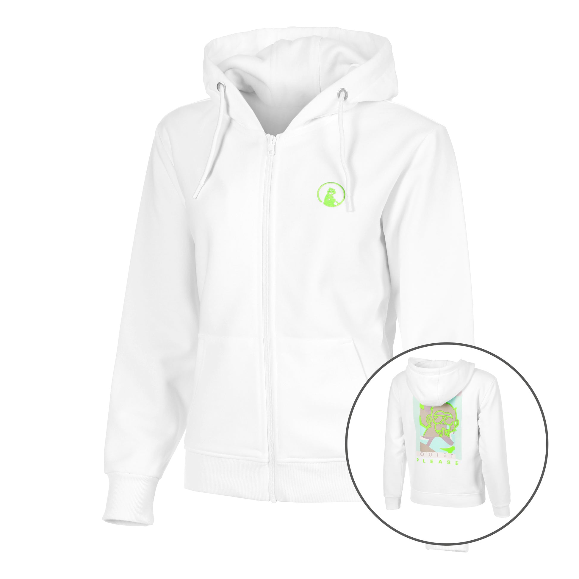 Quiet Please Wild Collage Zip Gilet En Coton Femmes-Blanc,Multicouleur