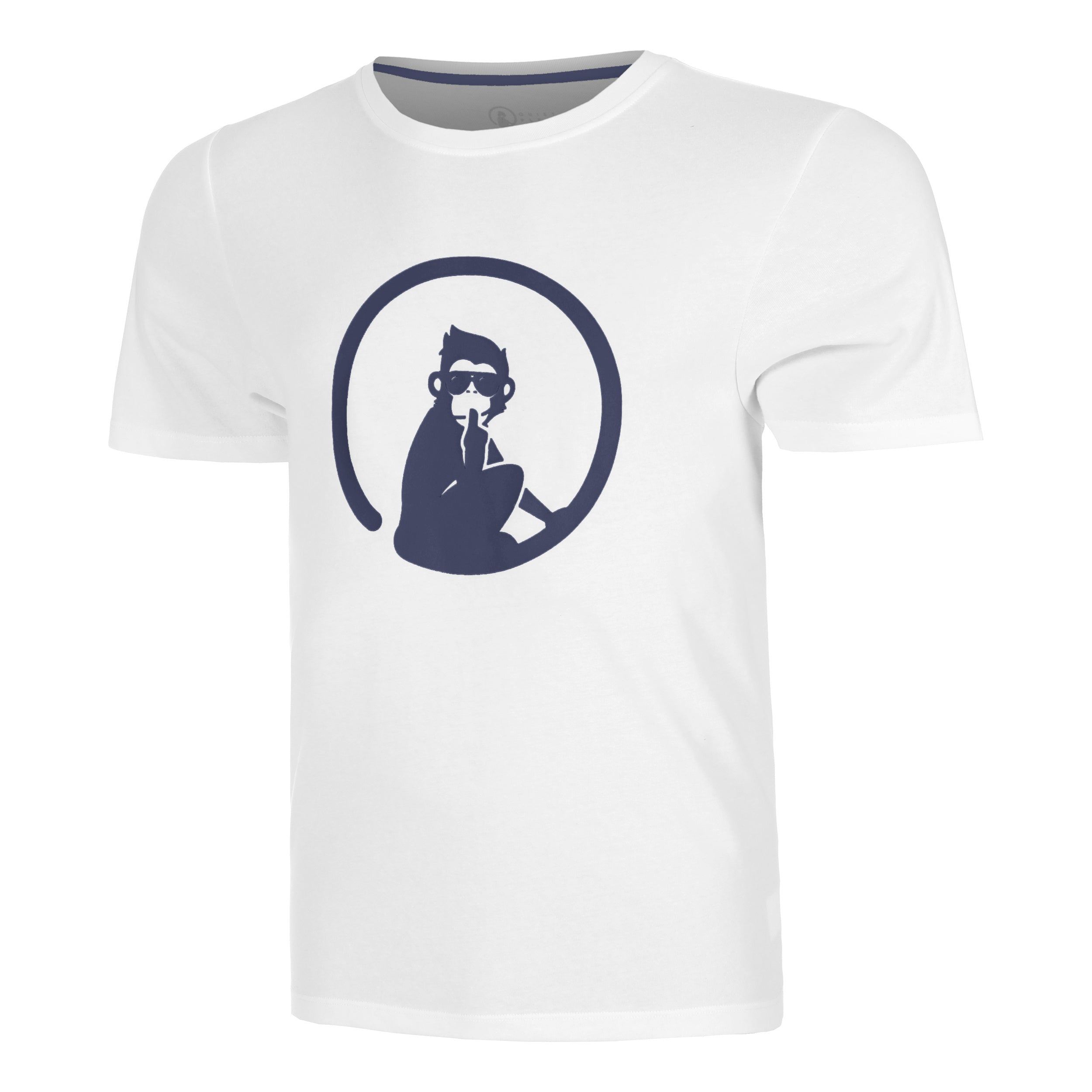 Quiet Please Trainings T-shirt Hommes-Blanc,Bleu Foncé