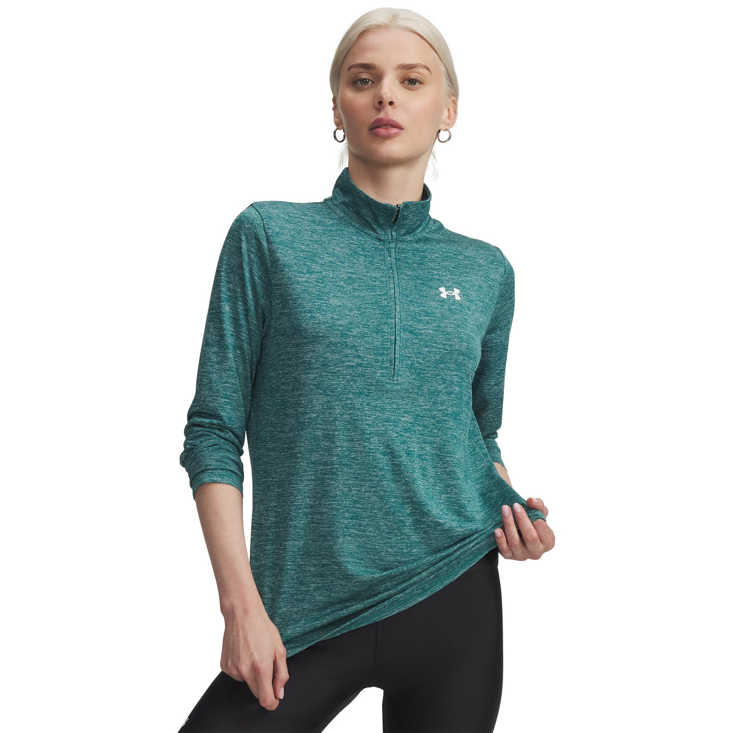 Under Armour Tech 1/2 Zip-Twist Haut manches longues Femmes-vert, blanc