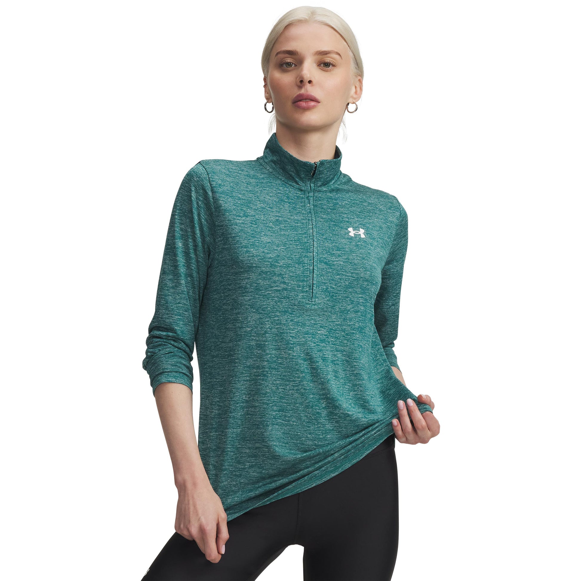 Under Armour Tech 1/2 Zip-Twist Haut manches longues Femmes-vert, blanc