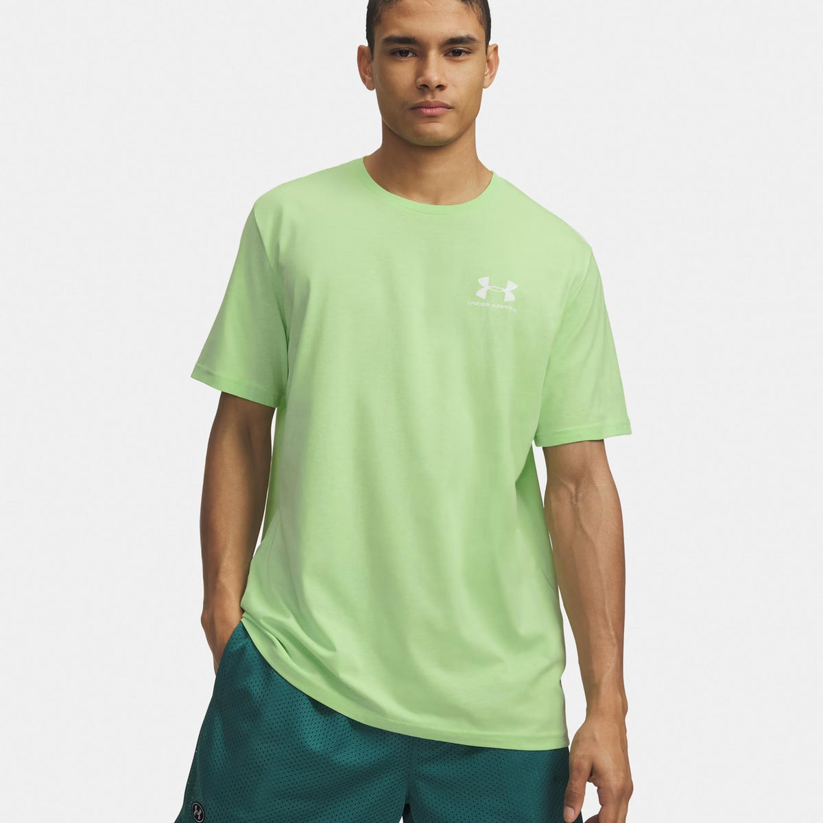 Under Armour Sportstyle Left Chef T-shirt Hommes-vert, blanc