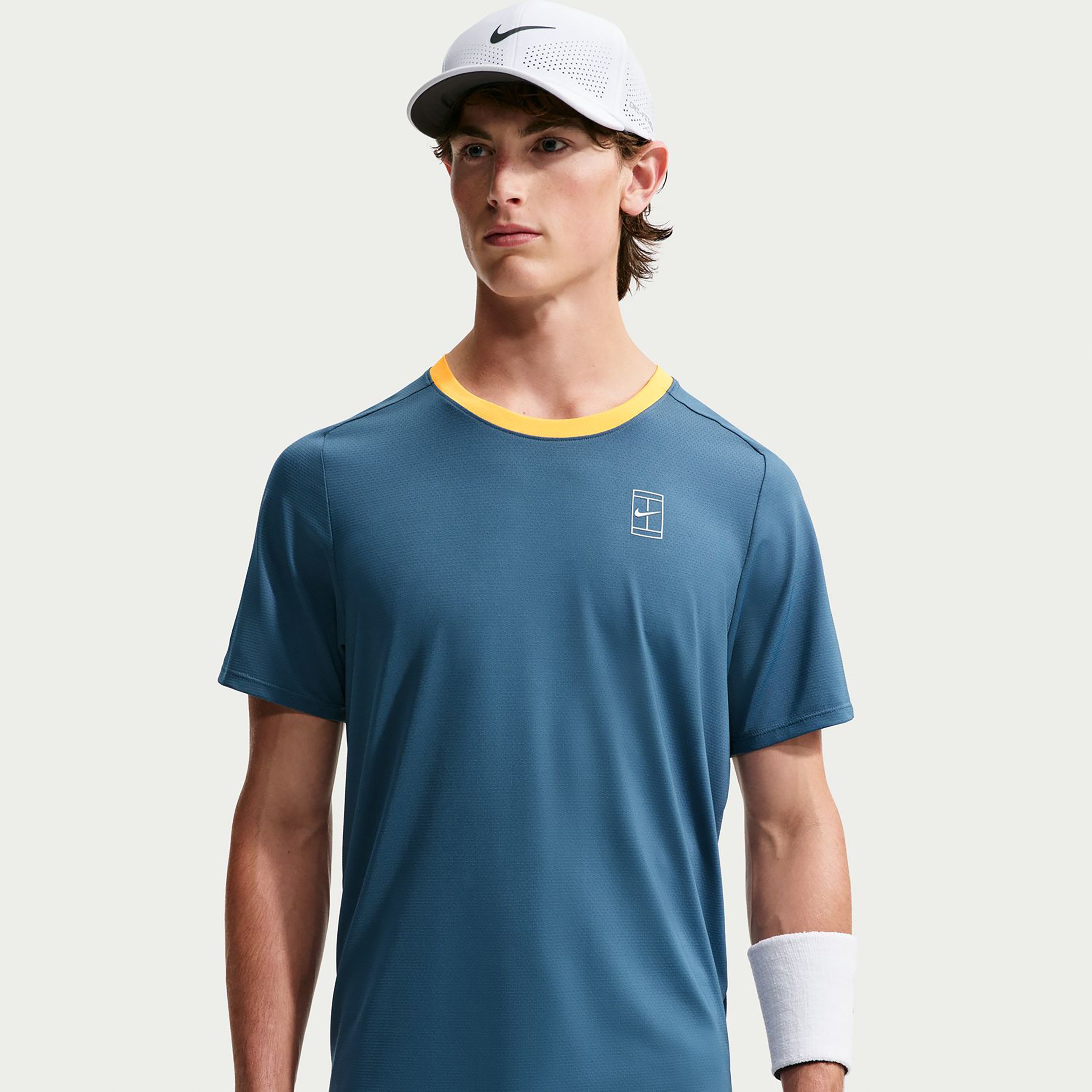 Nike Court Dri-FIT Advantage T-shirt Hommes - bleu gris, jaune