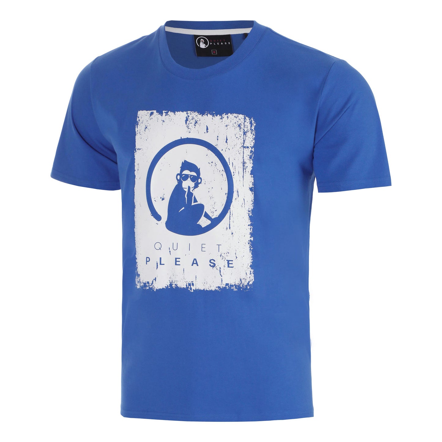 Quiet Please Crush Scraped T-shirt Hommes-bleu, blanc