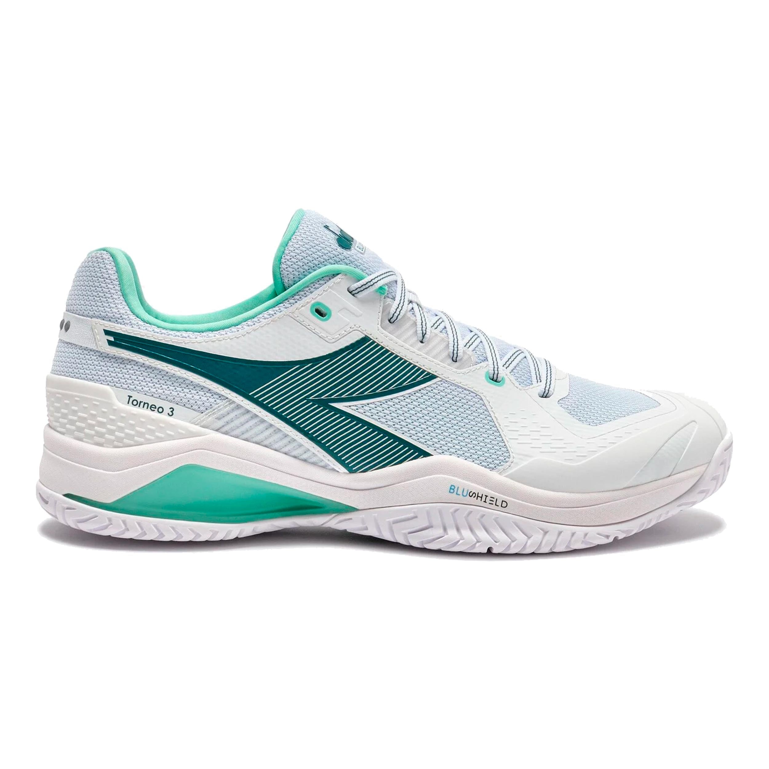 Diadora Blushield Torneo 3 Chaussures toutes surfaces Hommes-blanc, bleu petrol