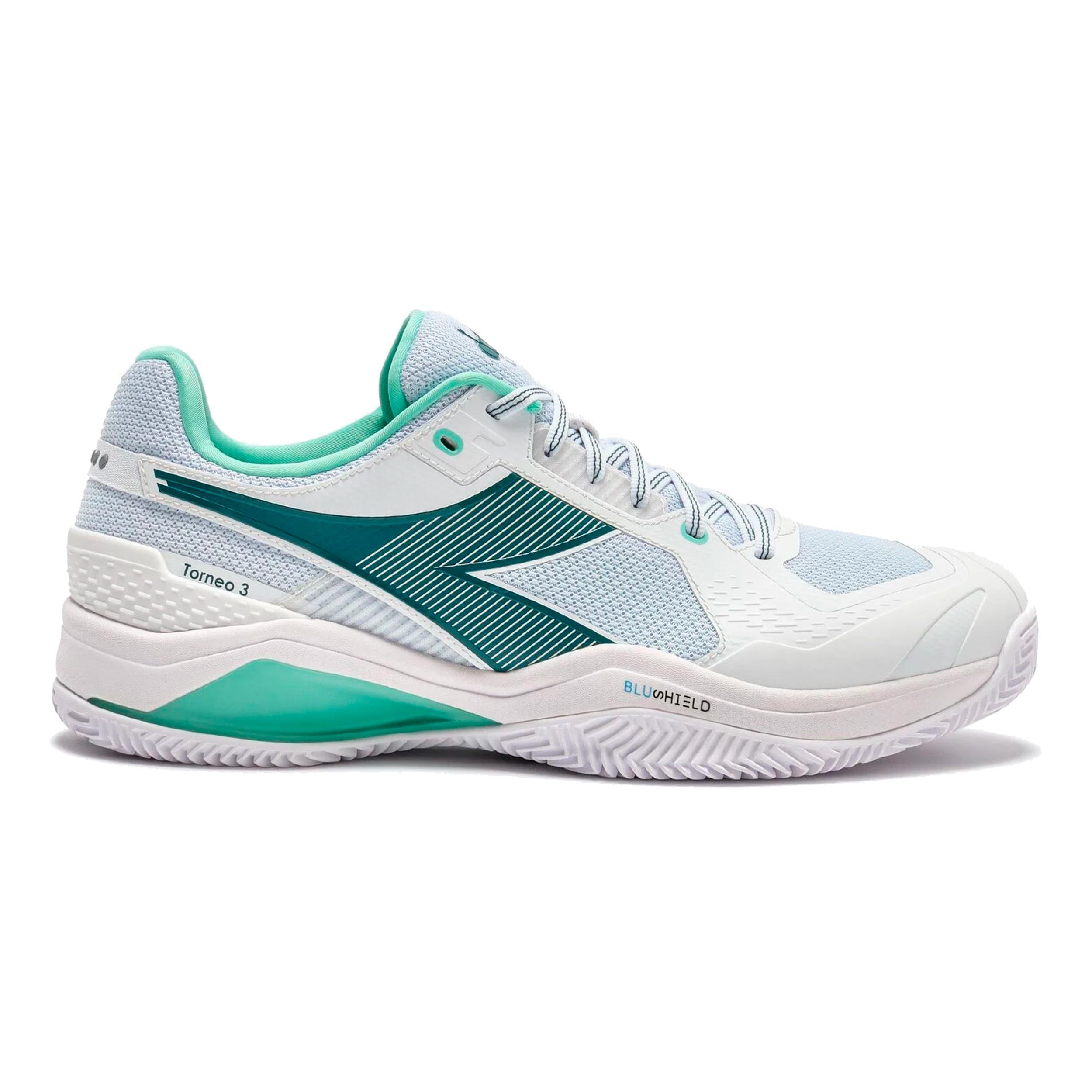Diadora Blushield Torneo 3 Chaussure terre battue Hommes-blanc, bleu petrol