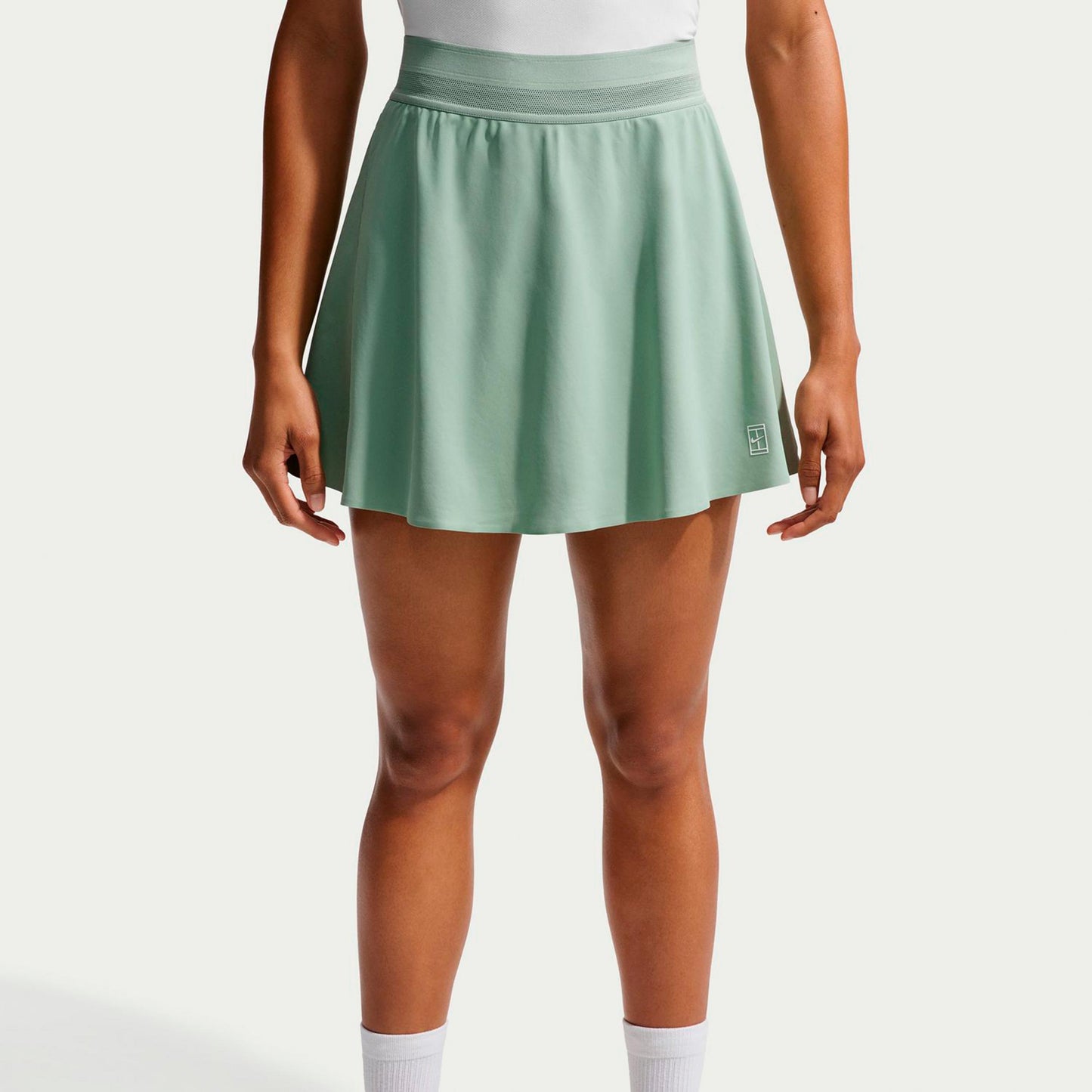 Nike Court Dri-FIT Advantage Ace High Rise Jupe Femmes - vert gris, blanc