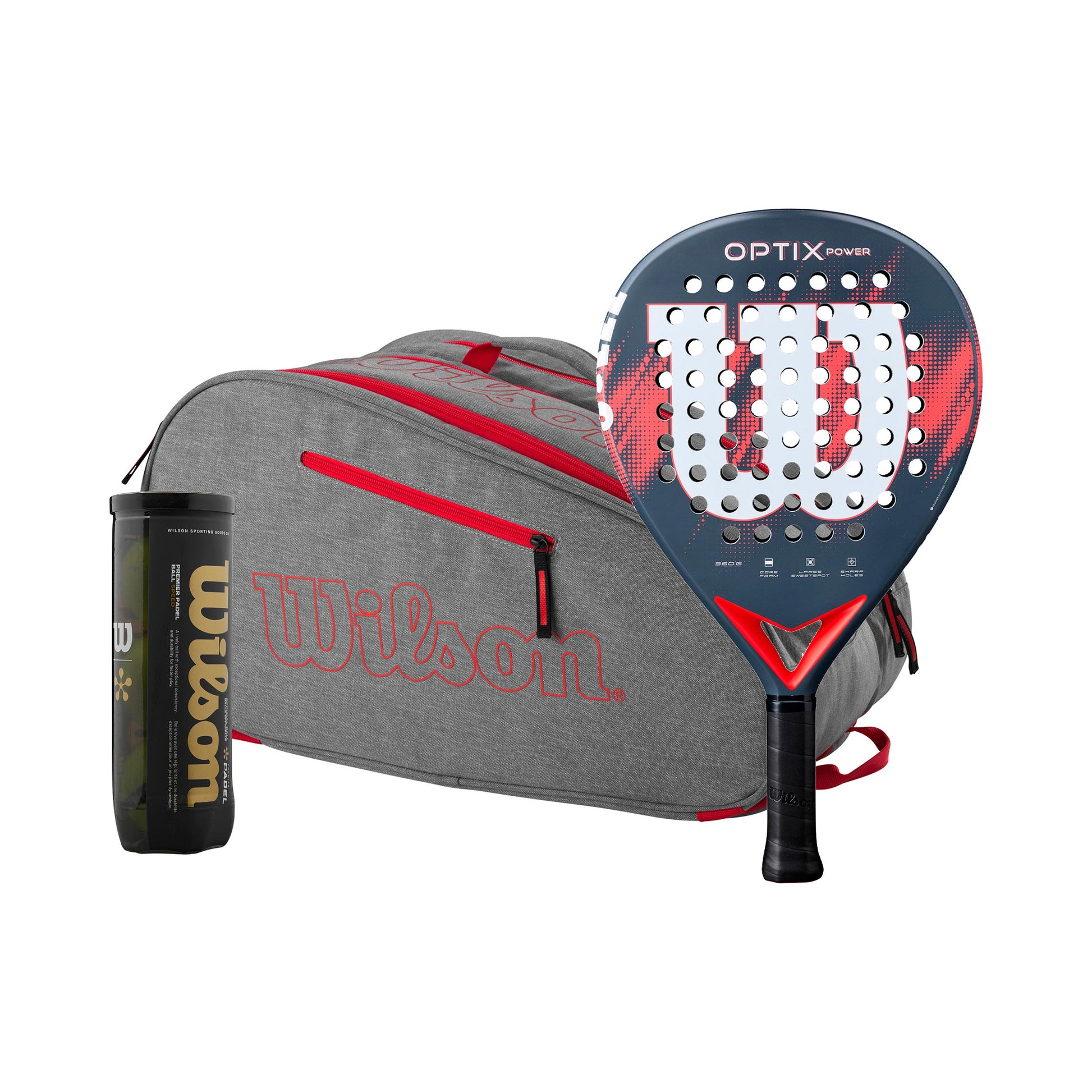 Wilson Optix V2 Power plus sac de raquettes, + tube de balles