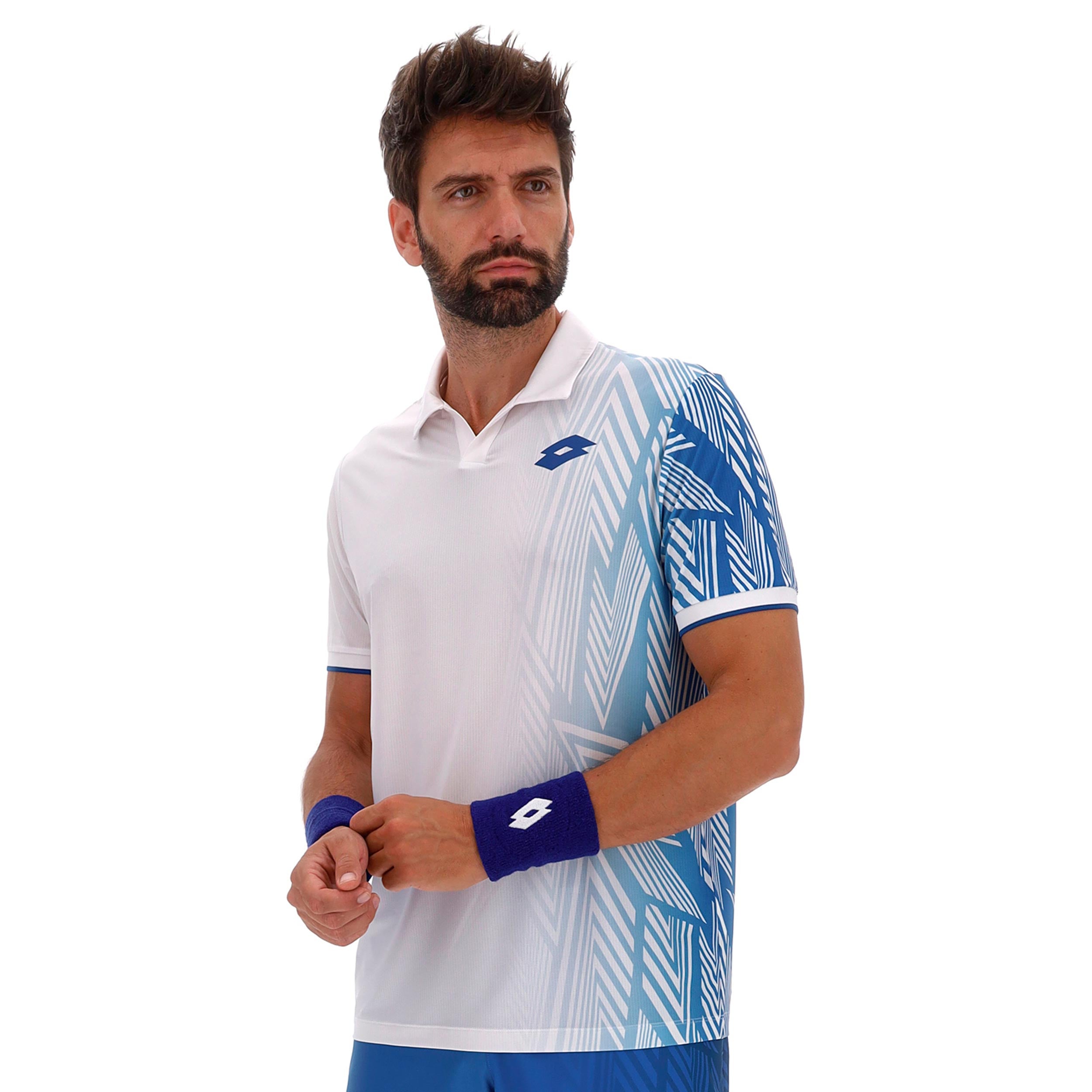 Lotto Tech VI Polo Hommes - blanc, bleu clair