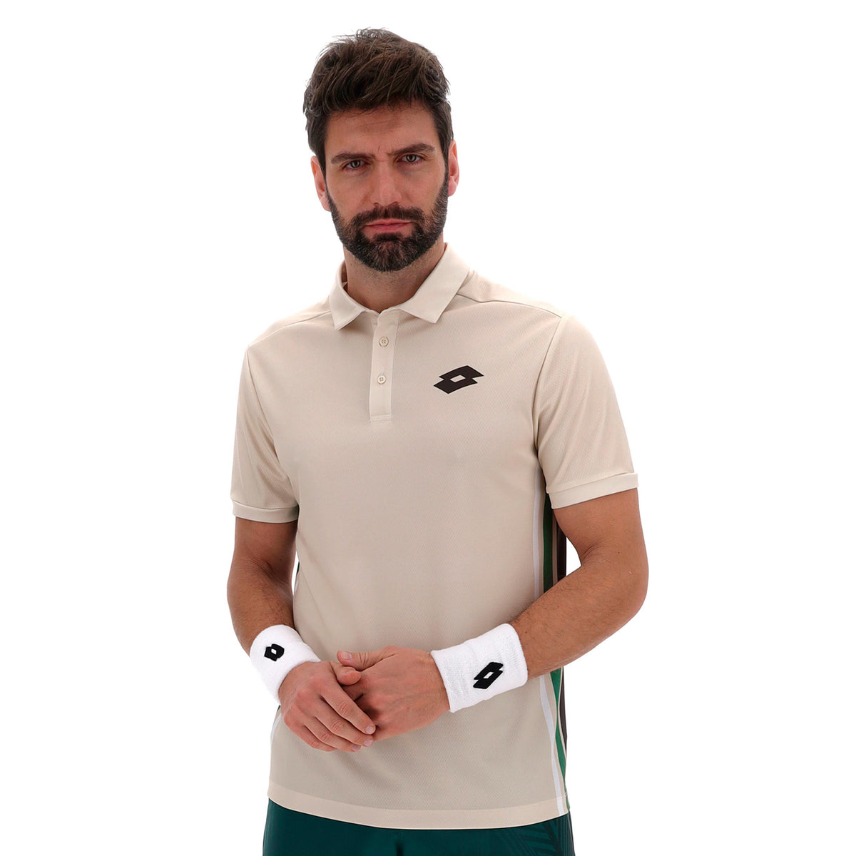 Lotto Tech VI Polo Hommes - crème, bleu petrol