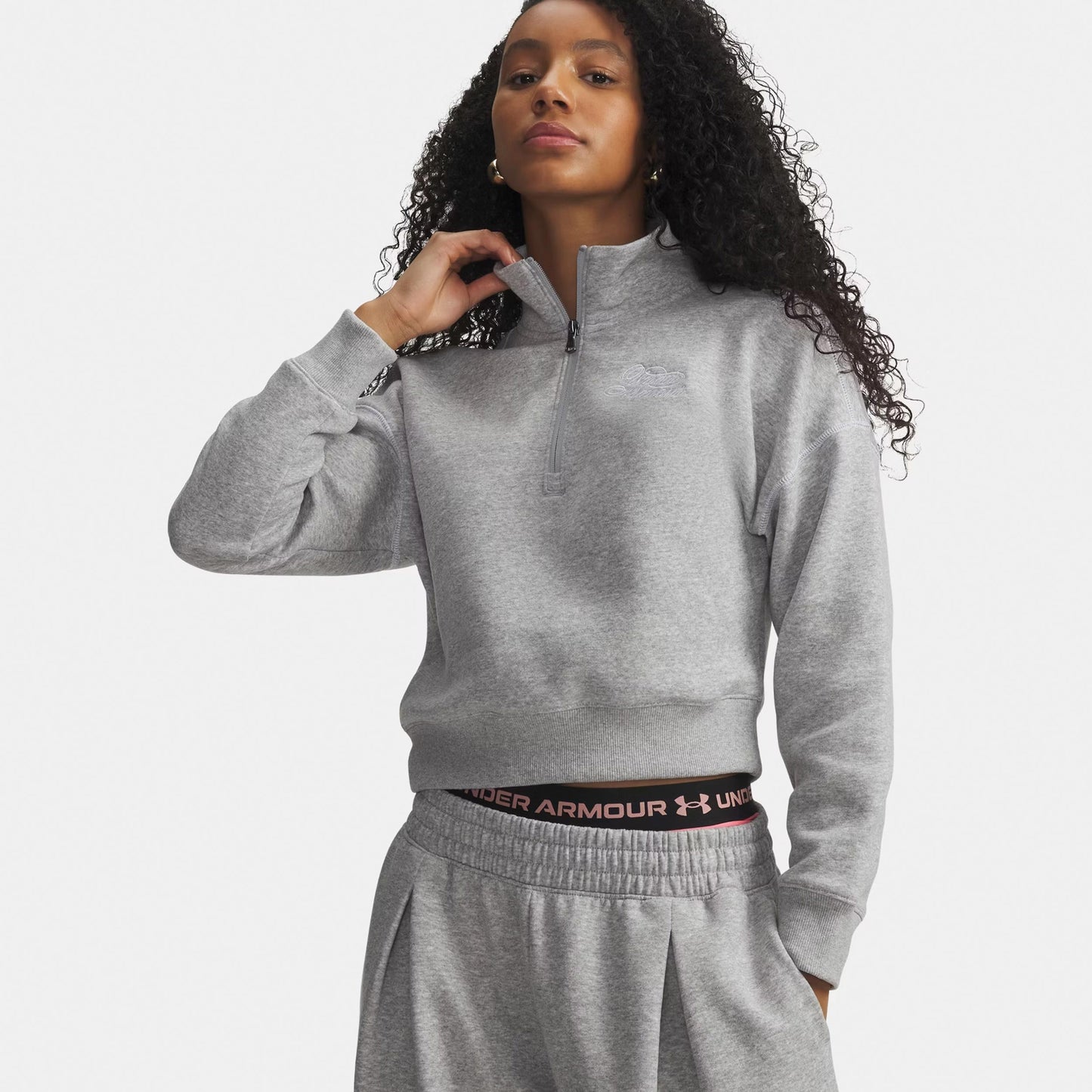 Under Armour Rival Fleece Script Halfzip Sweat-shirt Femmes - gris, blanc