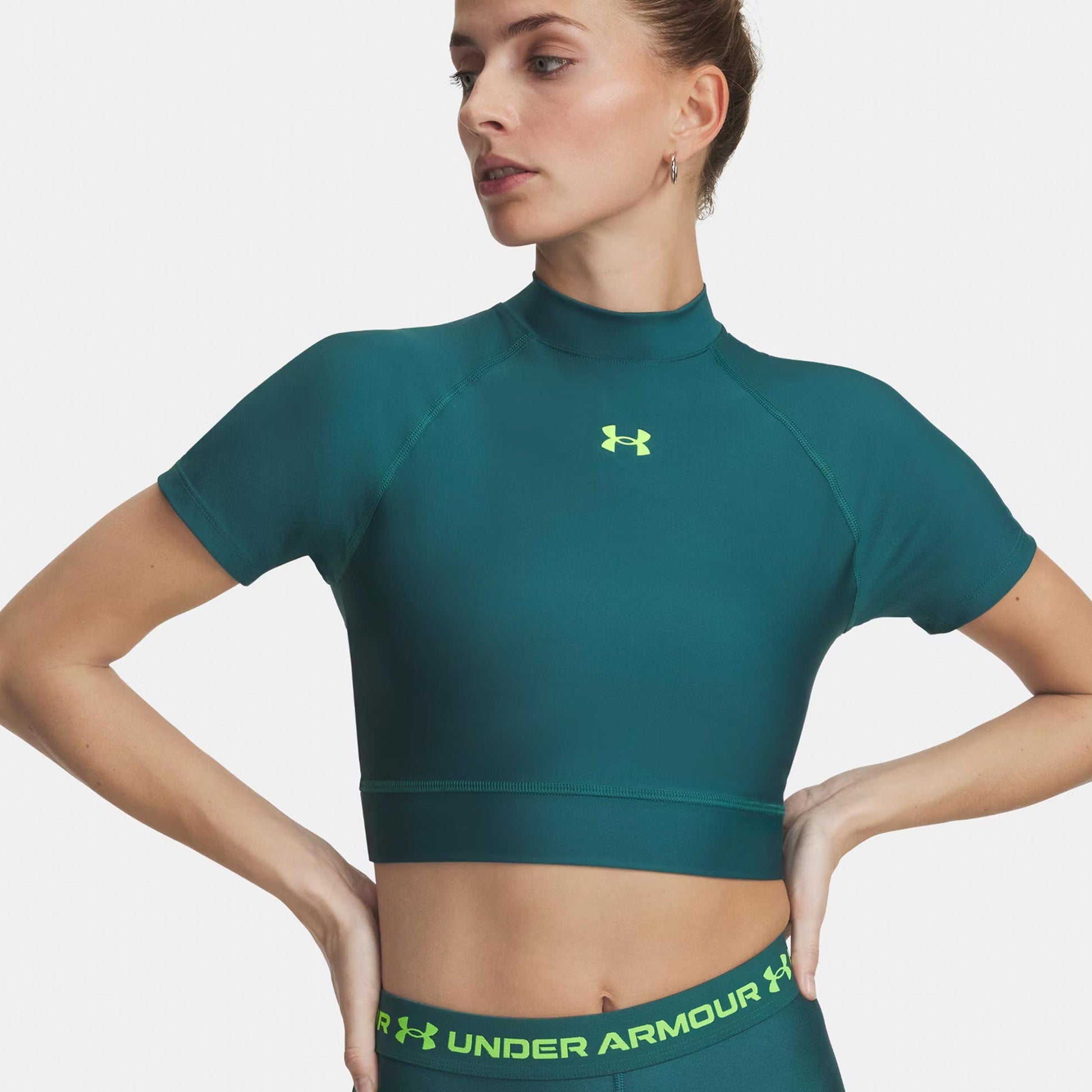 Under Armour HeatGear Crop T-shirt Femmes-vert, vert