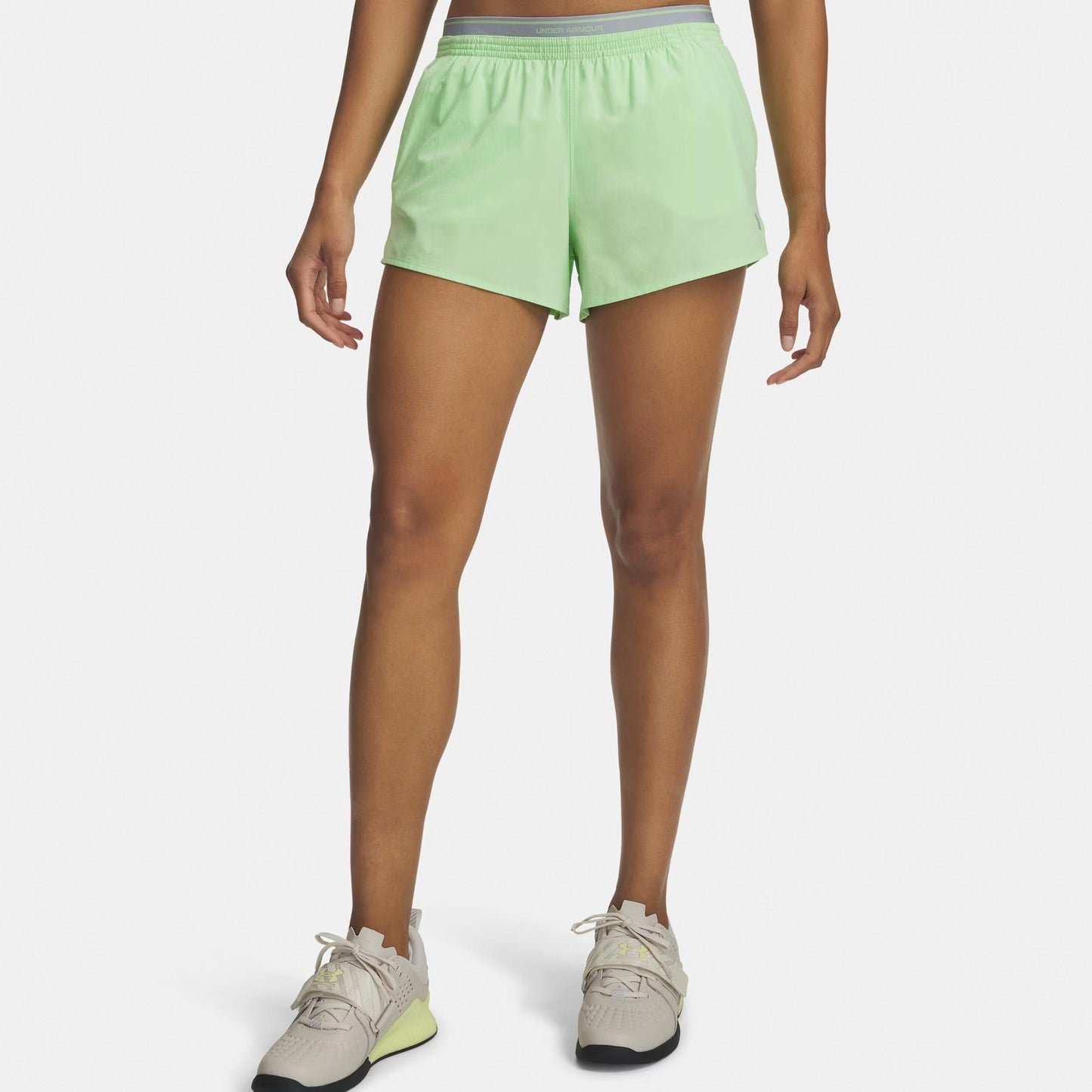 Under Armour Vanish Woven 3in Shorts Femmes-vert, gris