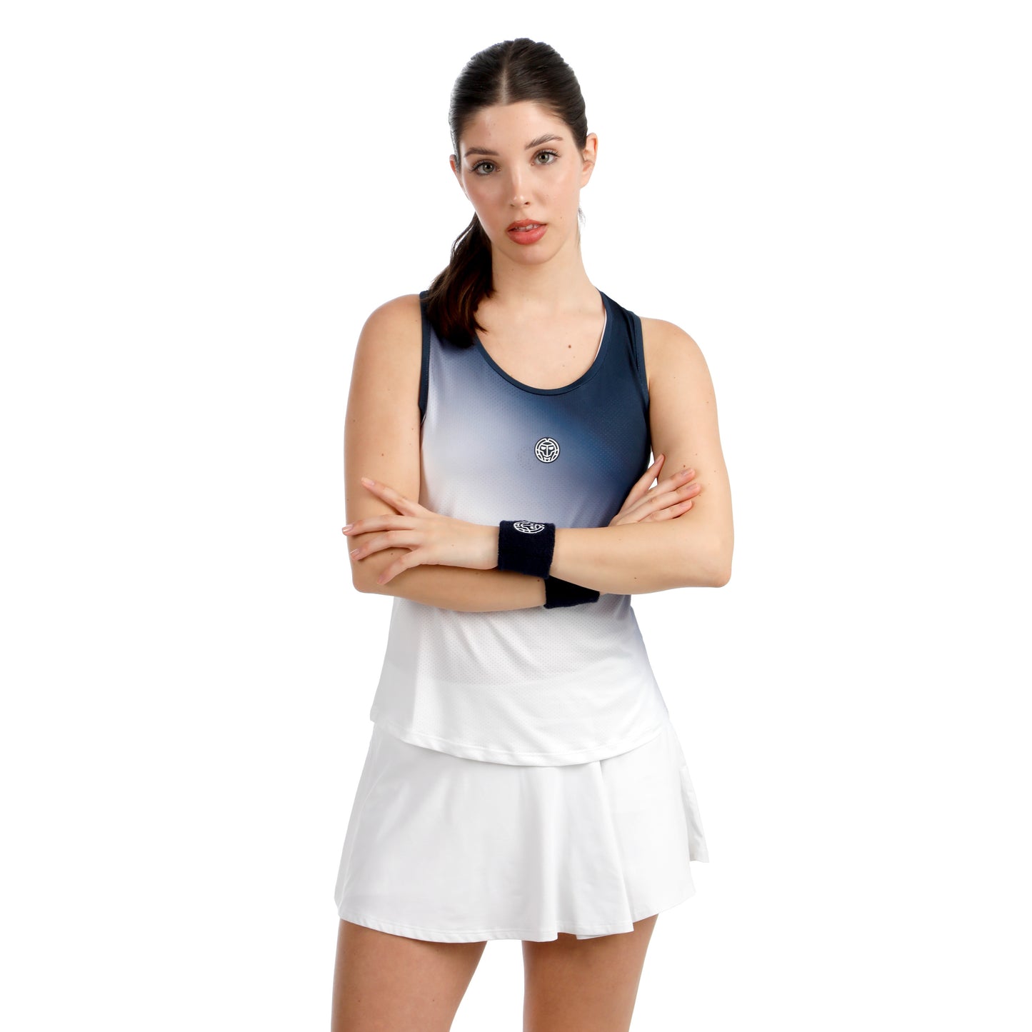 BIDI BADU Crew Racerback Débardeur tank top Femmes-bleu foncé, blanc