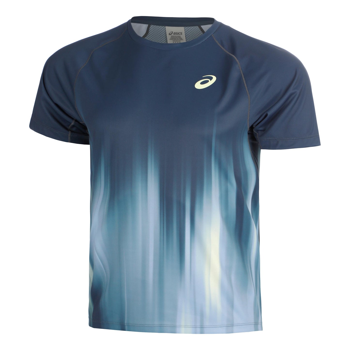 ASICS AOP T-shirt Hommes - bleu foncé, jaune lemon