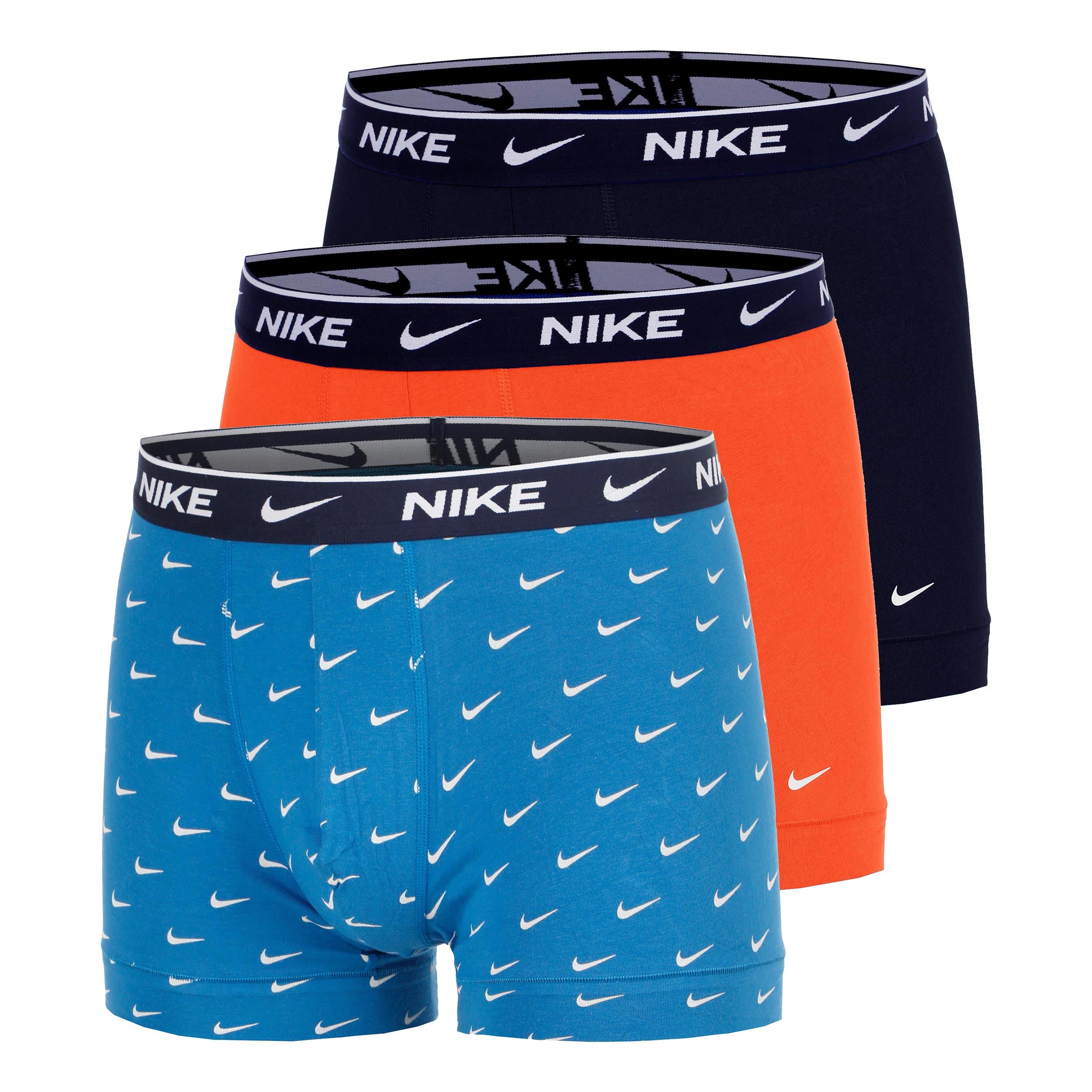 Nike Essential Cotton Stretch Trunk Caleçon Pack de 3 Hommes - bleu clair, orange