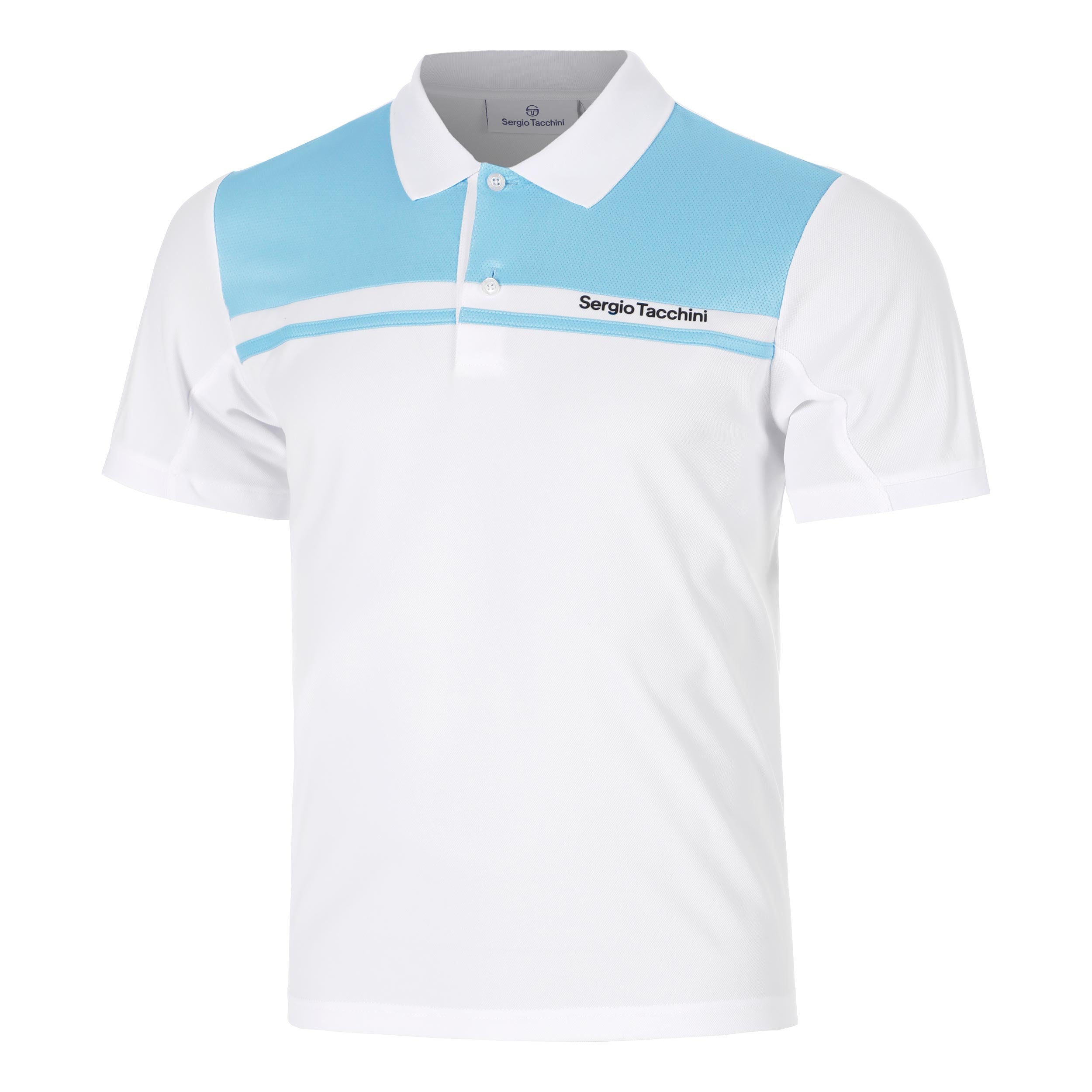 Sergio Tacchini Riflesso Polo Hommes - blanc, bleu clair