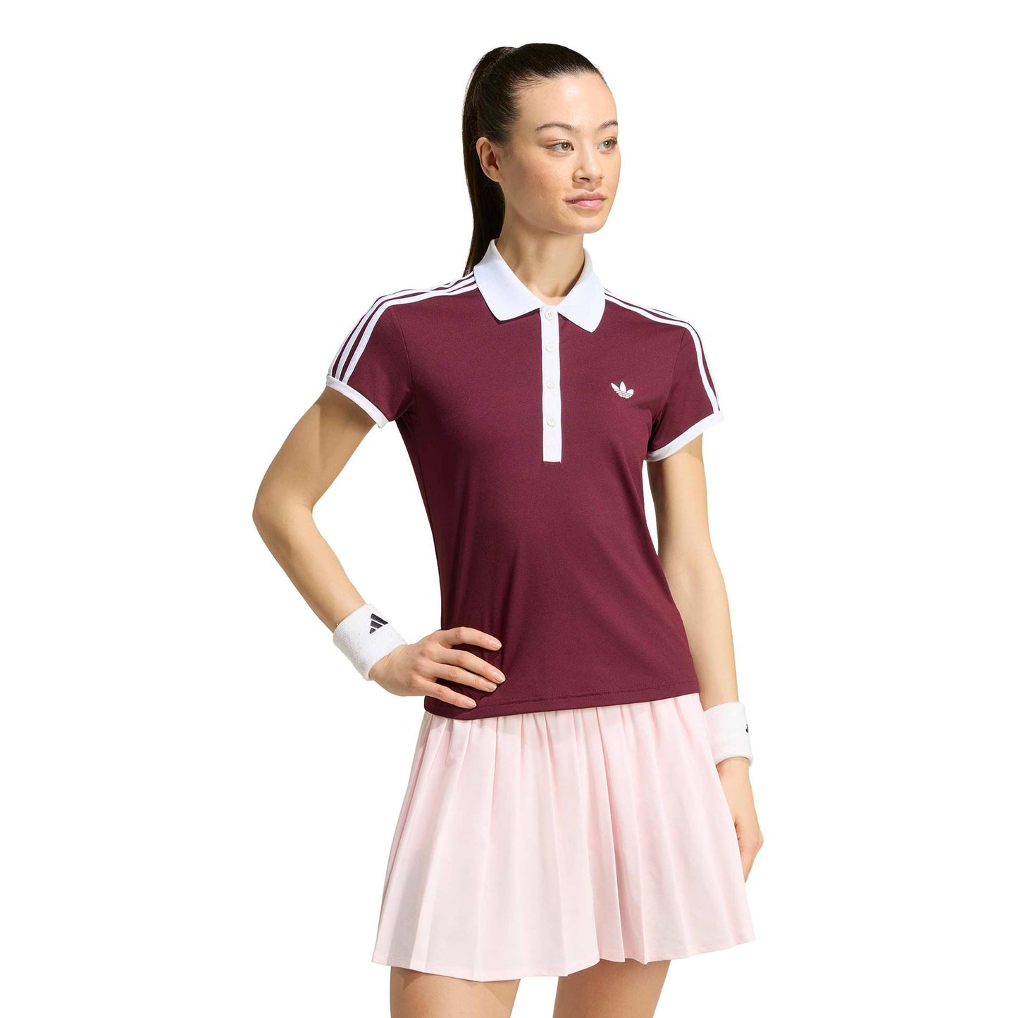 adidas Classics Polo Femmes - rouge vin, blanc