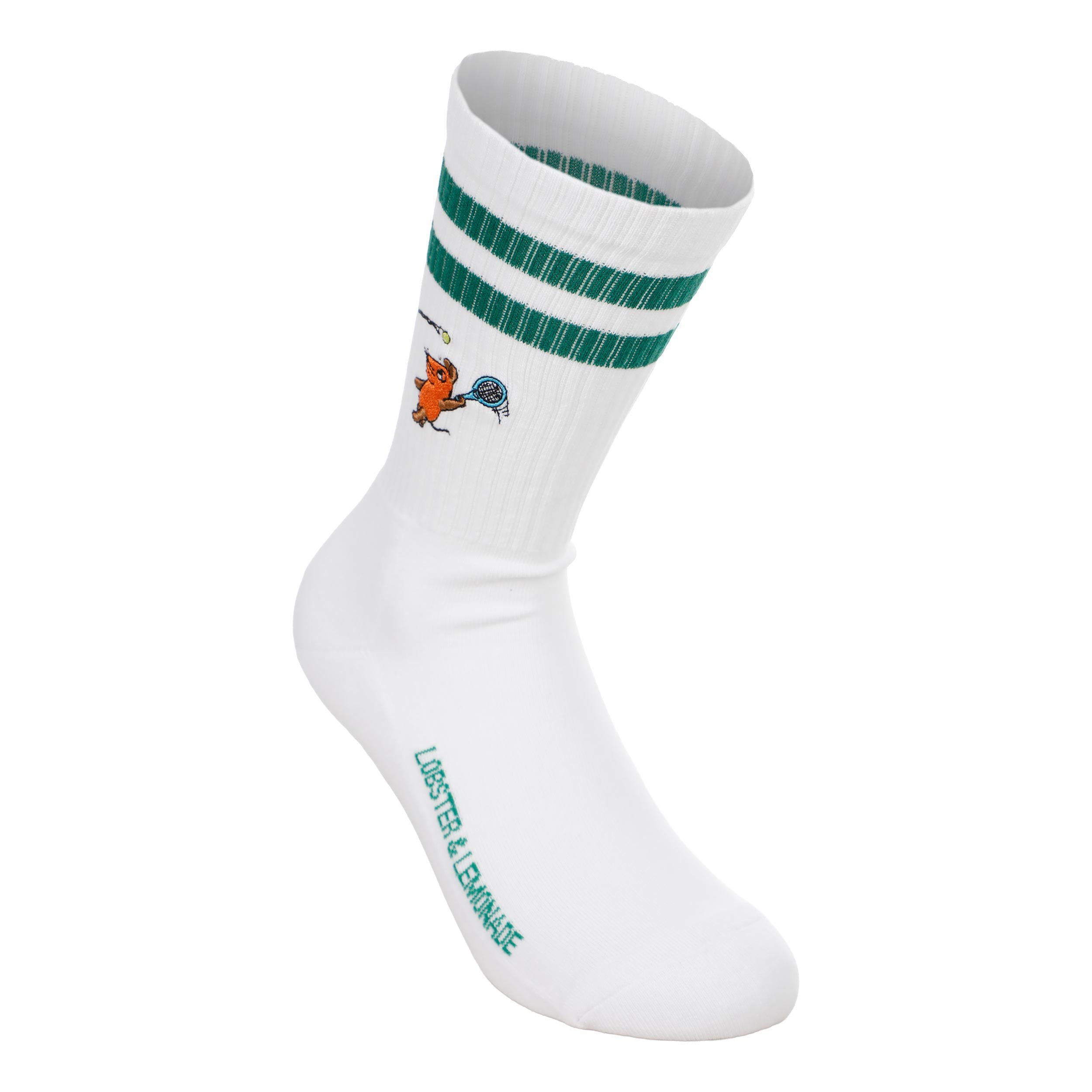 Lobster & Lemonade Maus Tennis Chaussettes de sport Unisex - blanc, vert